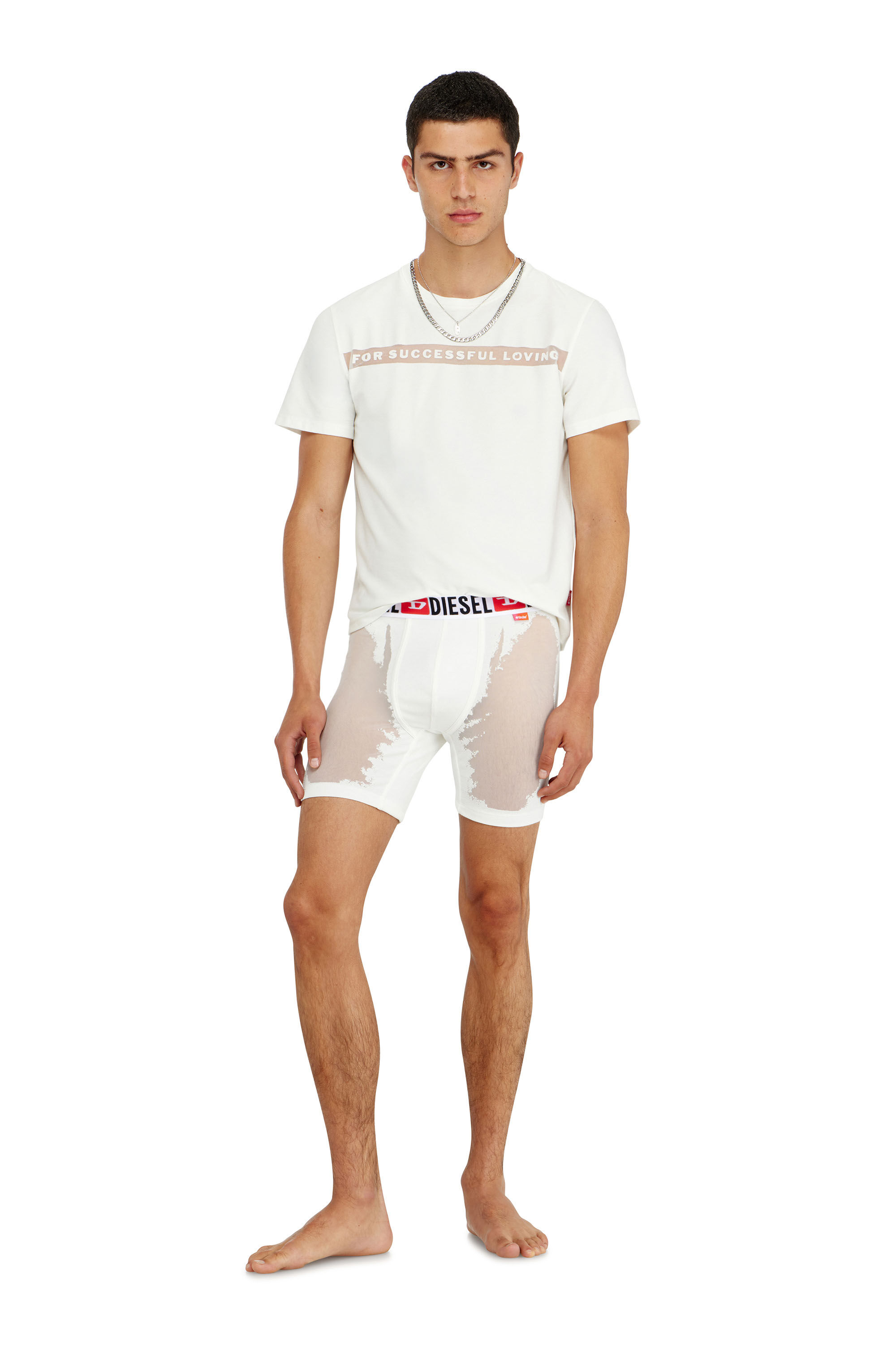 Diesel - PR-MAX-D-CORE, Boxer long avec effet d&eacute;vor&eacute; transparent Homme in Blanc - 1