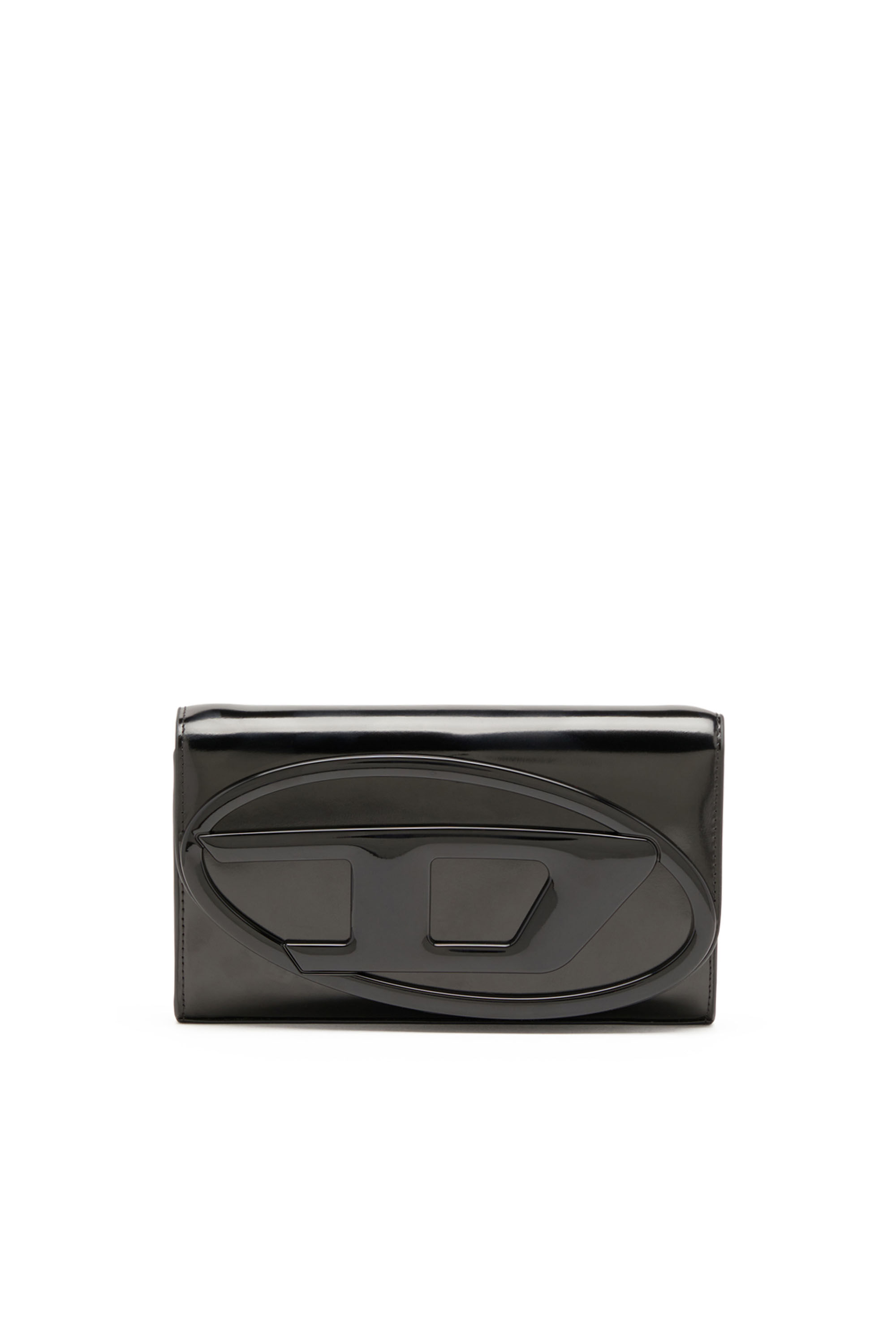 Diesel - 1DR WALLET STRAP, Femme Sac portefeuille en cuir effet miroir in Noir - Image 1