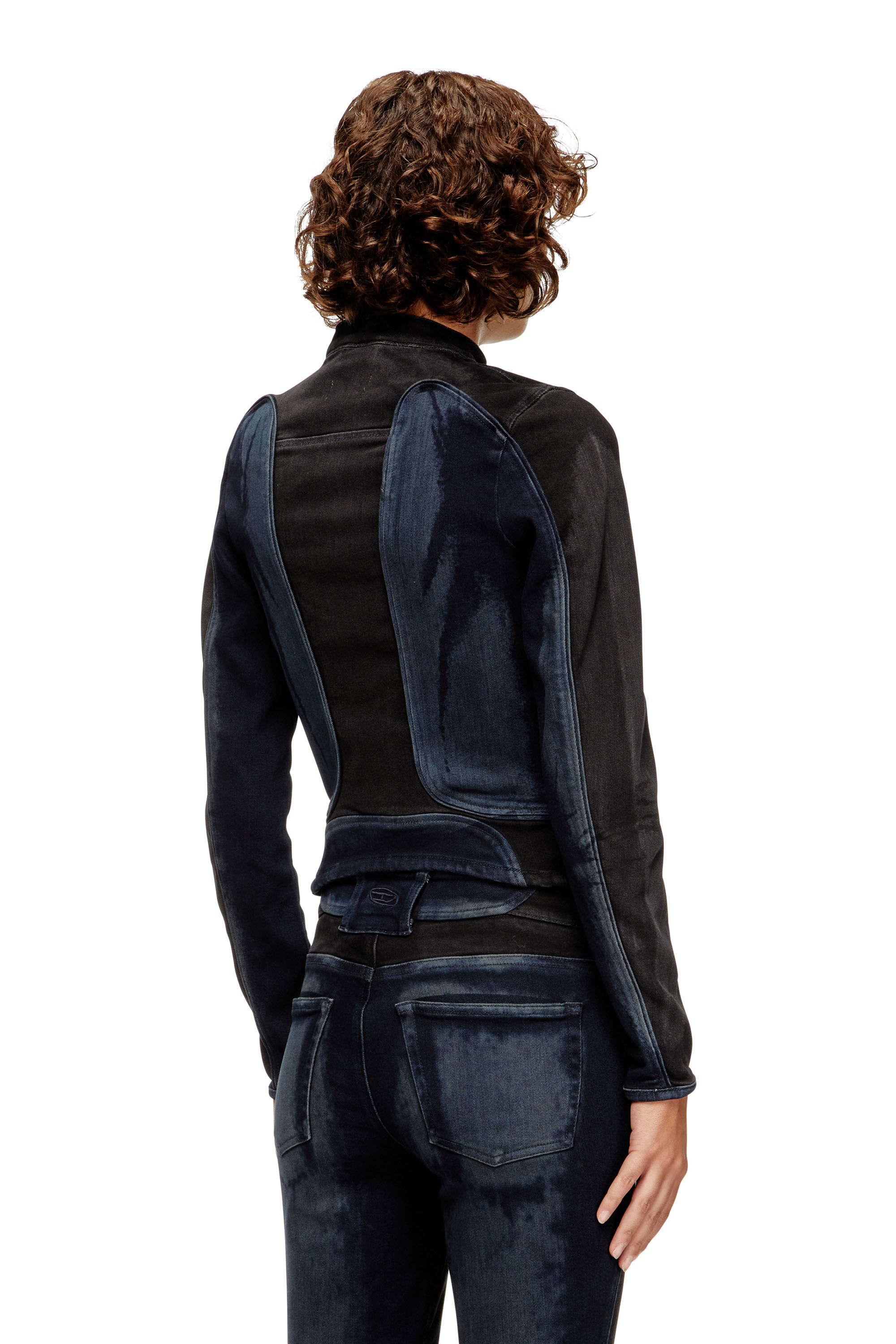 Diesel - DE-MORNY-S, Veste style motard en denim bicolore Femme in Polychrome - 4