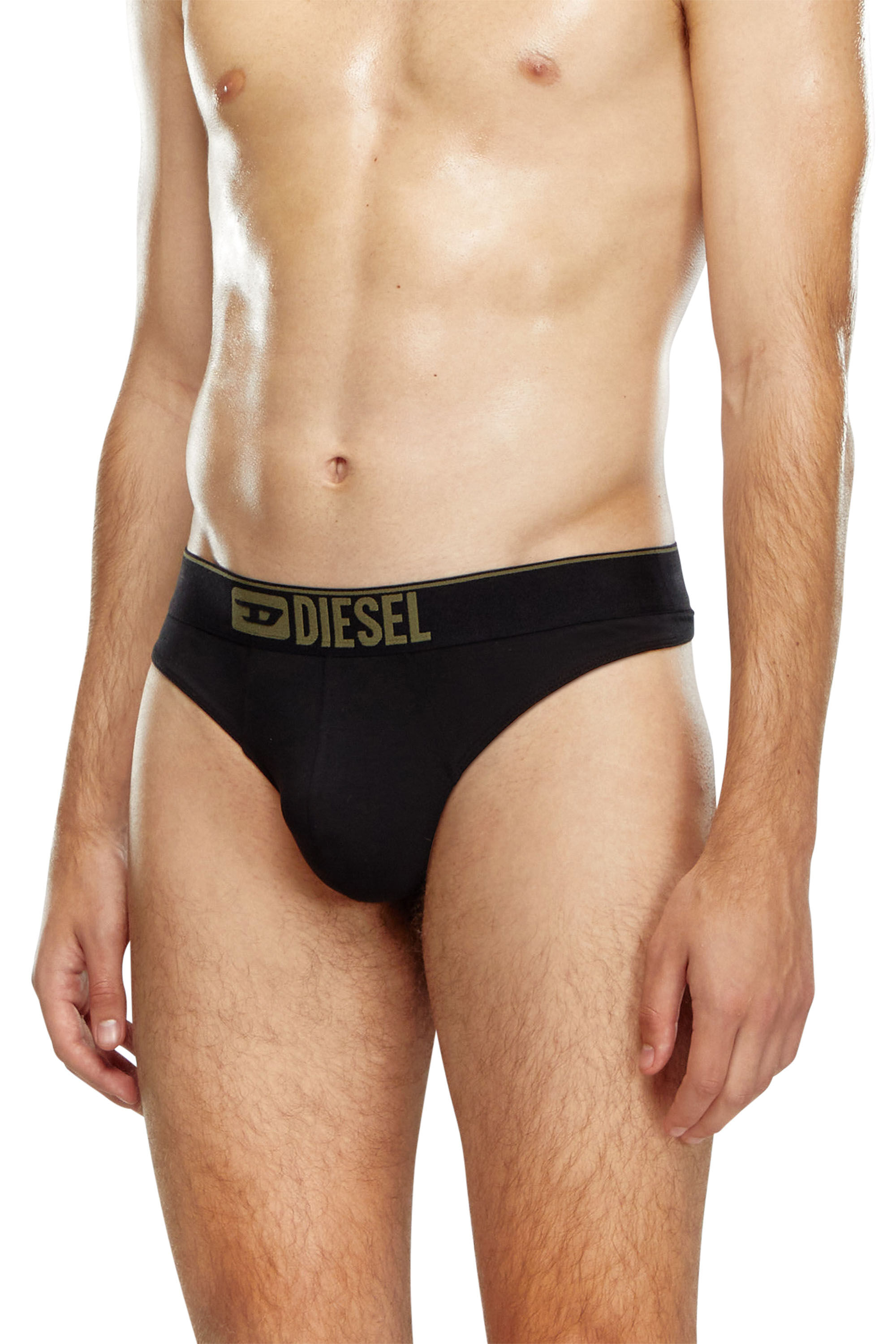 Diesel - UMBR-STRINGTWOPACK, Lot de 2 strings uni et motif camouflage Homme in Polychrome - 3