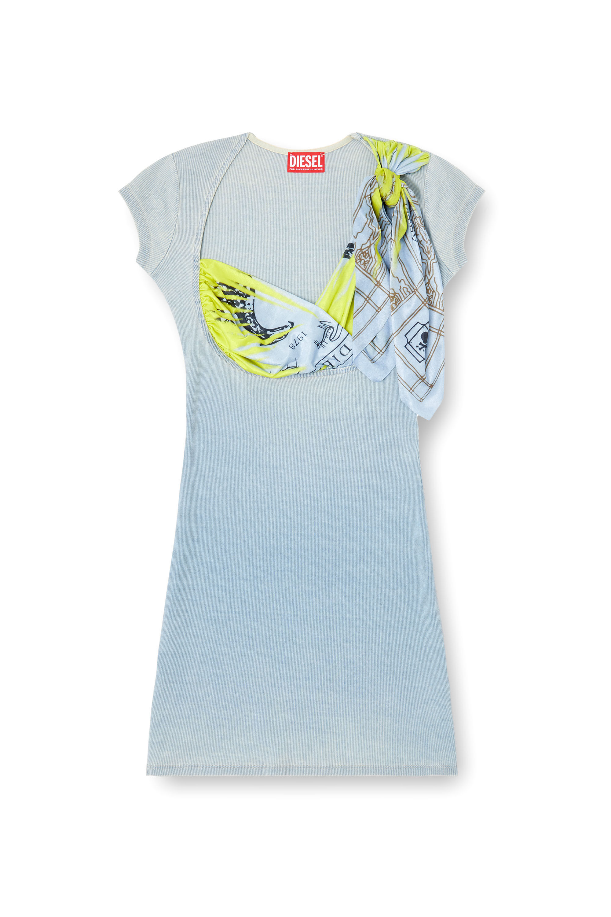 Diesel - D-LERYN, Mini-robe drapée avec empiècement soutien-gorge style bandana Femme in Bleu - 2