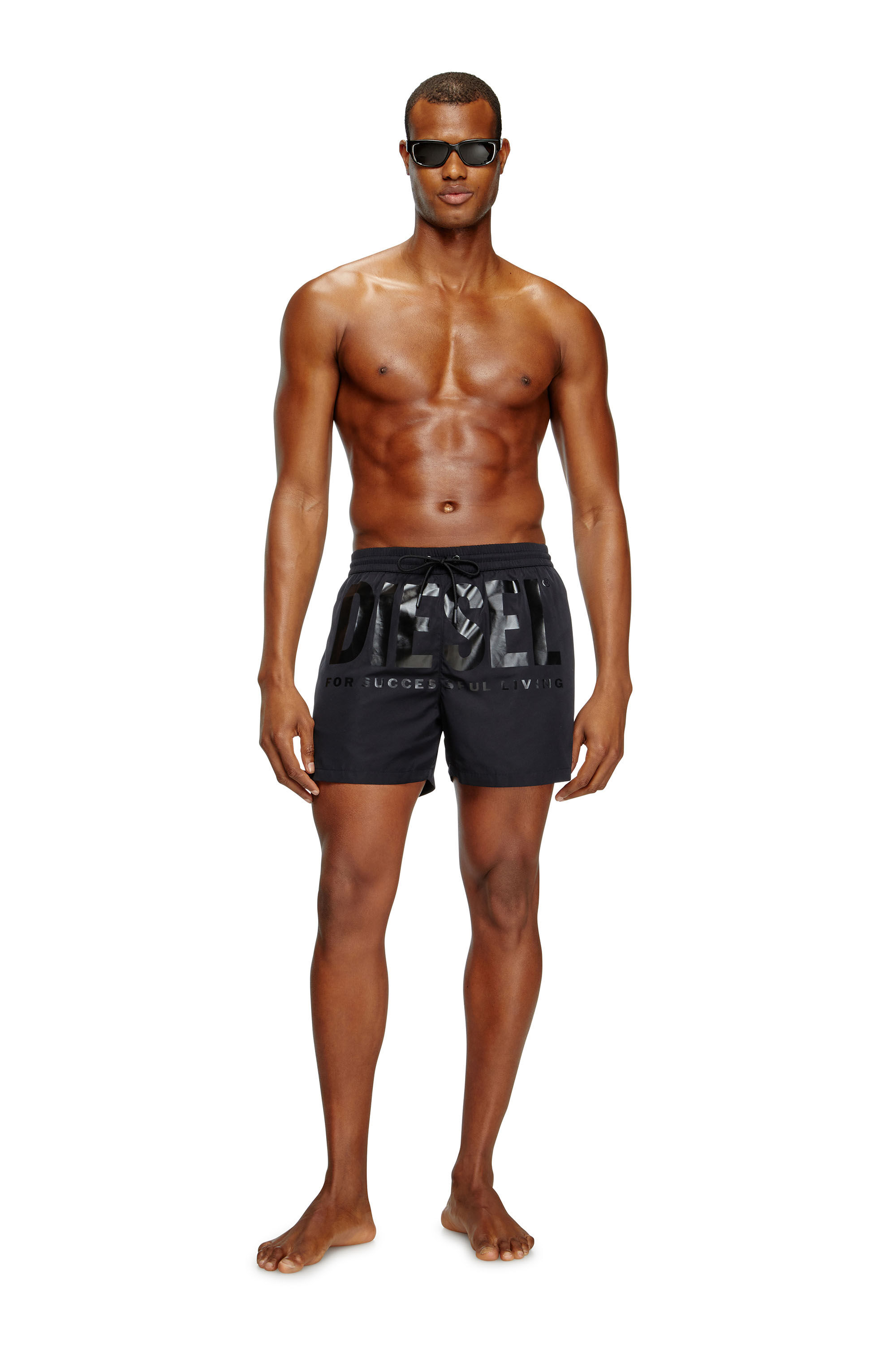 DIESEL Ken-37-Dnm ロゴプリント スイムショーツ Men's Mid-length swim shorts with logo print | Black | Diesel
