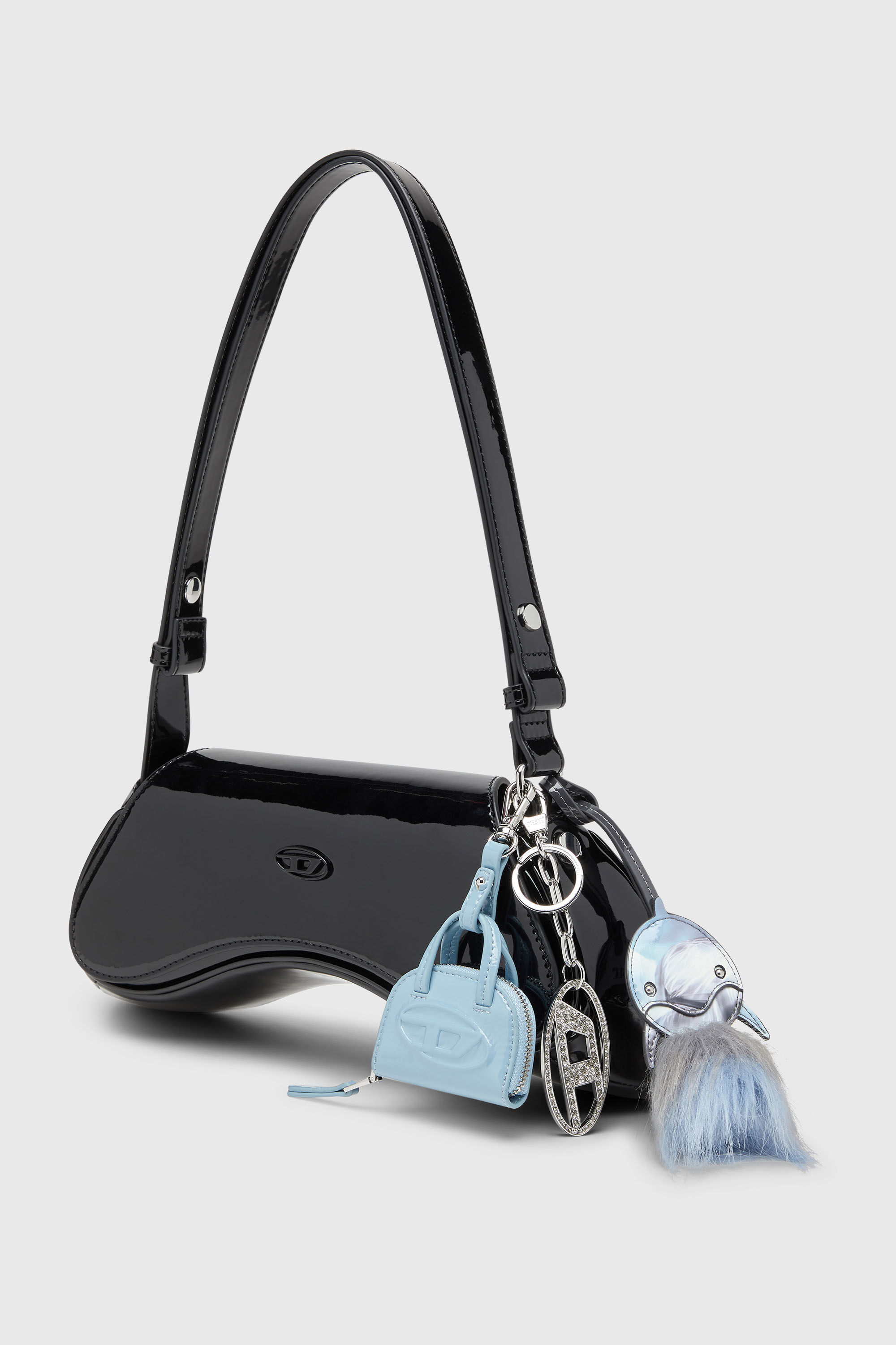 Diesel - HOLY-C, Porte-cl&eacute;s Oval D en m&eacute;tal avec cristaux Femme in Gris argent&eacute; - 3