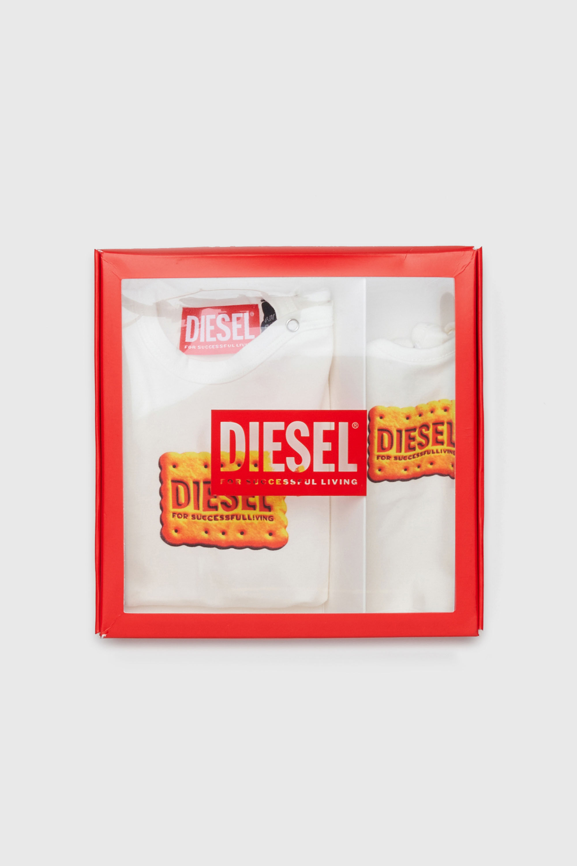 Diesel - UPPYBOX-NB, Ensemble nouveau-n&eacute; avec logo Biscotto imprim&eacute; Mixte in Blanc - 4