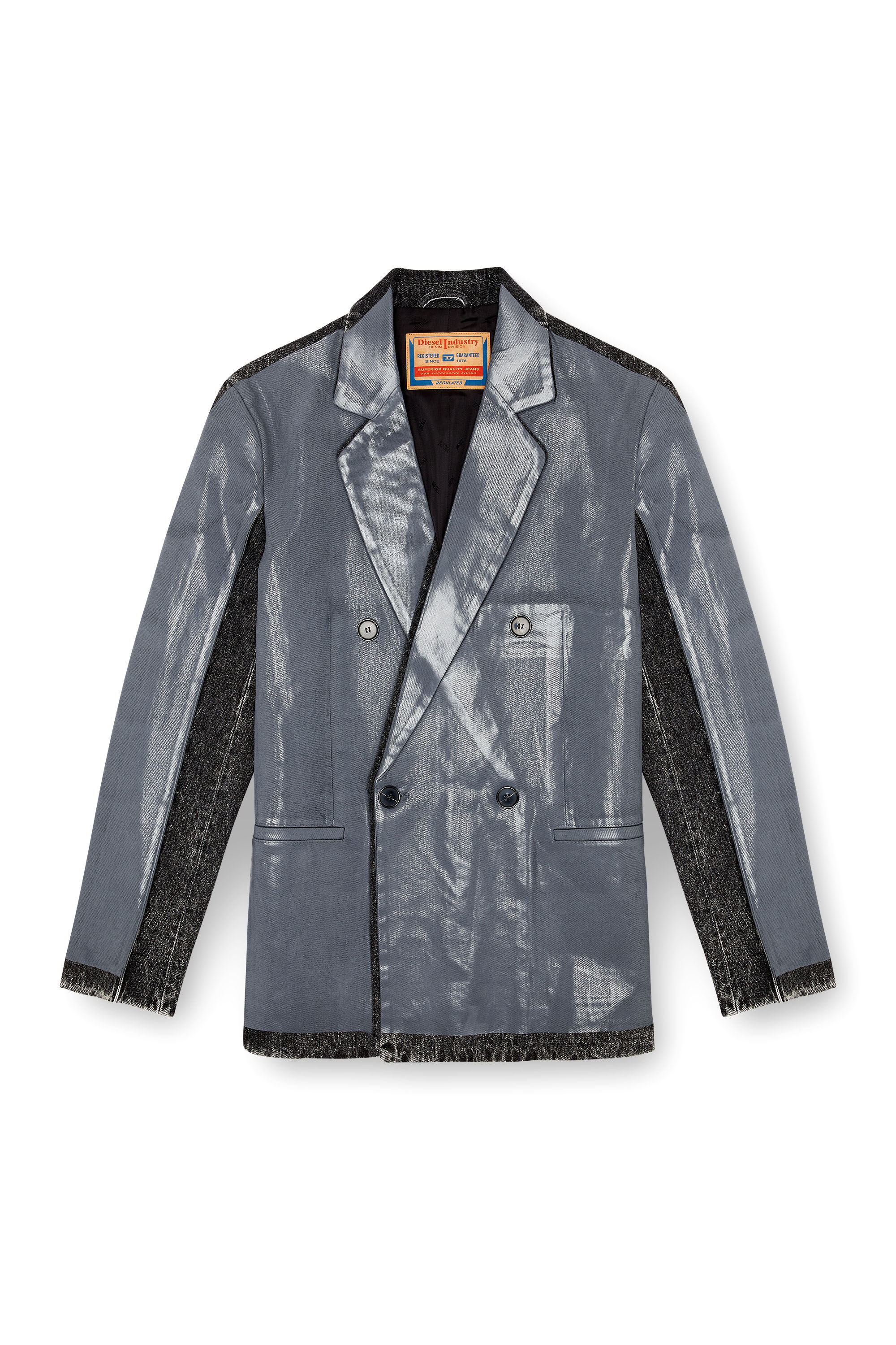 Diesel - D-KOT-FSF, Blazer en denim avec demi-couche Homme in Gris - 2