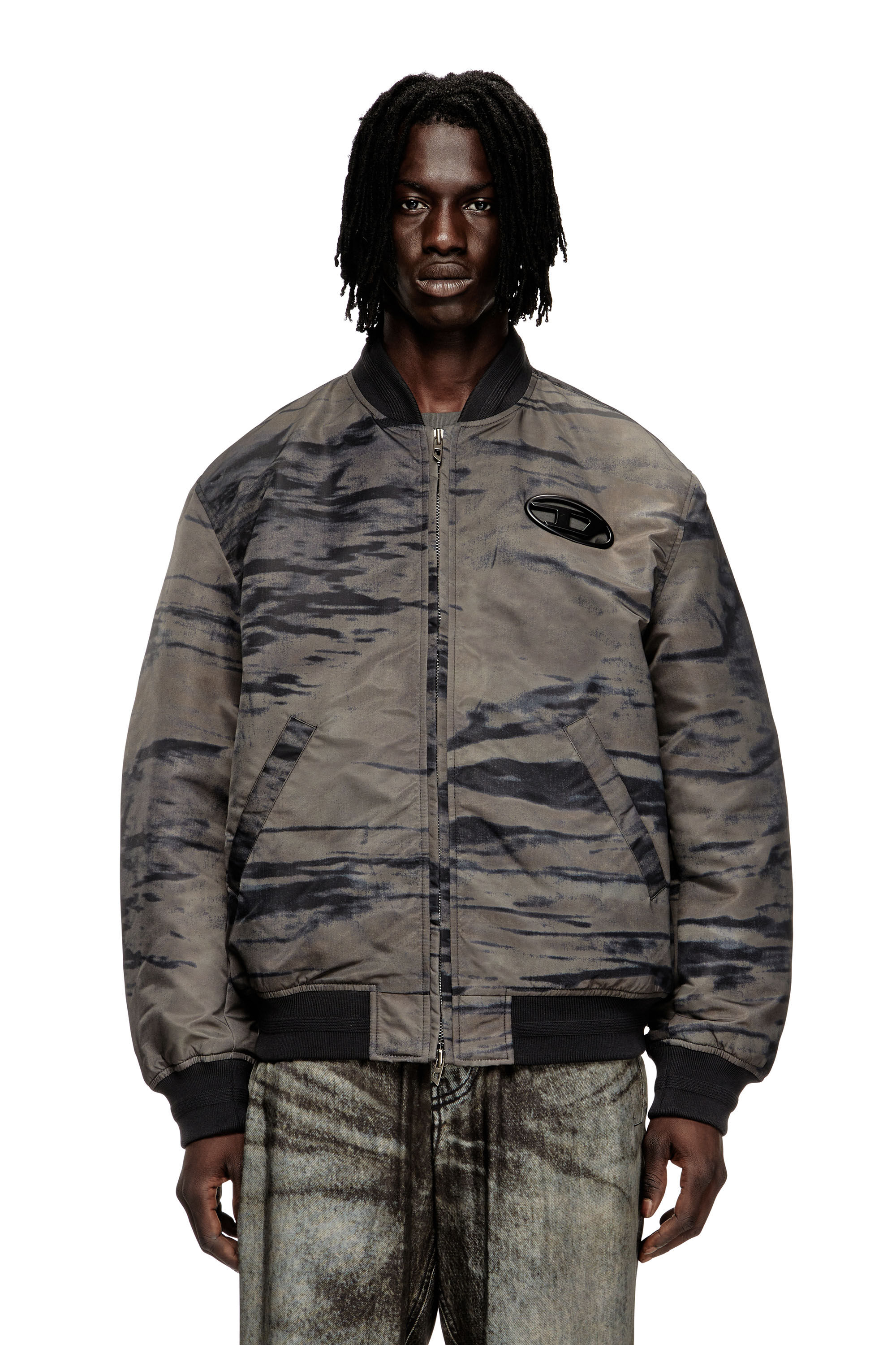 Diesel - J-KEPES-DLBZ, Bomber matelassé en satin imprimé Homme in Polychrome - 3