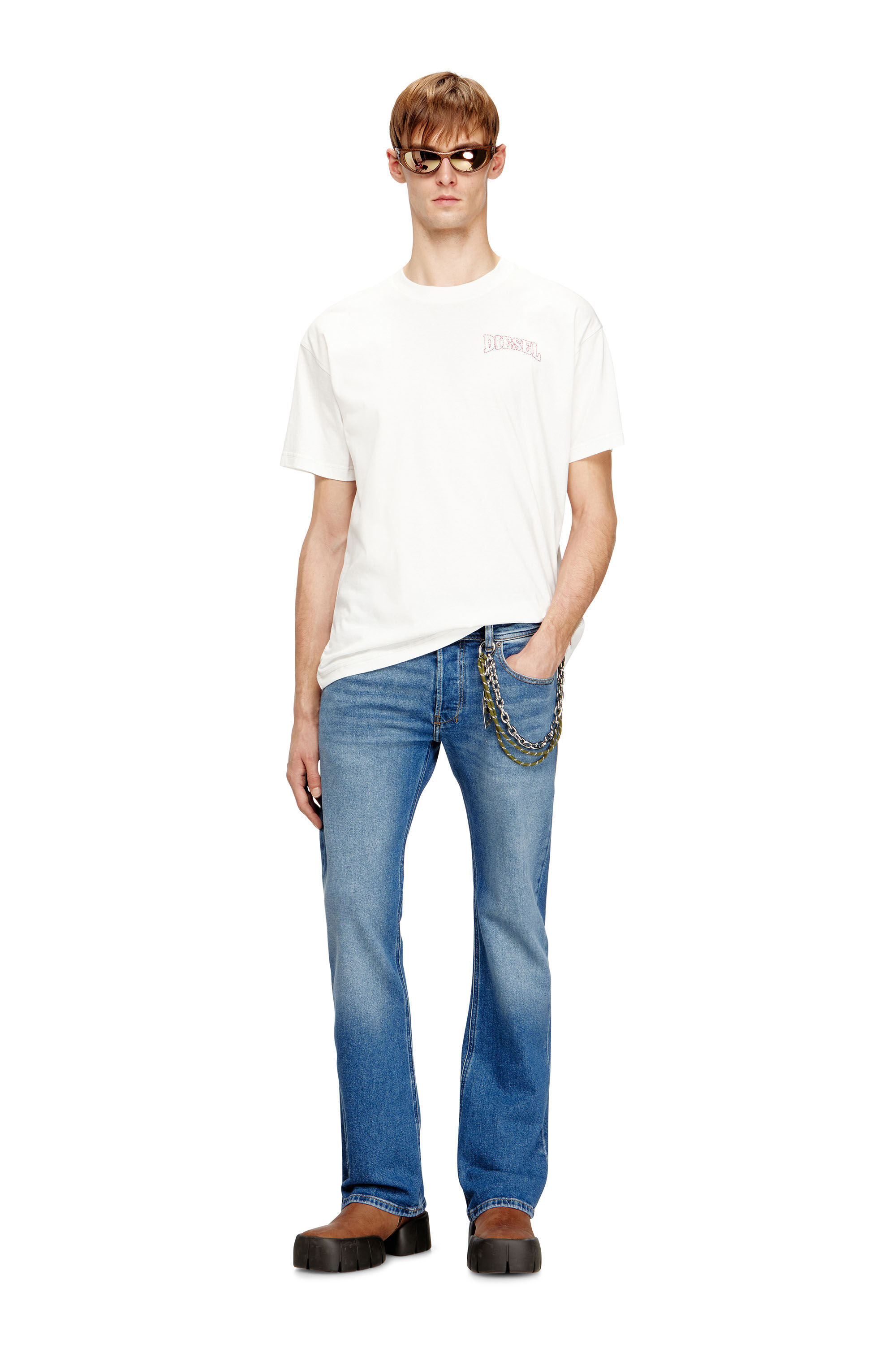Diesel - T-NORM-V16, T-shirt r&eacute;guli&egrave;re en coton avec broderie Diesel Homme in Blanc - 1