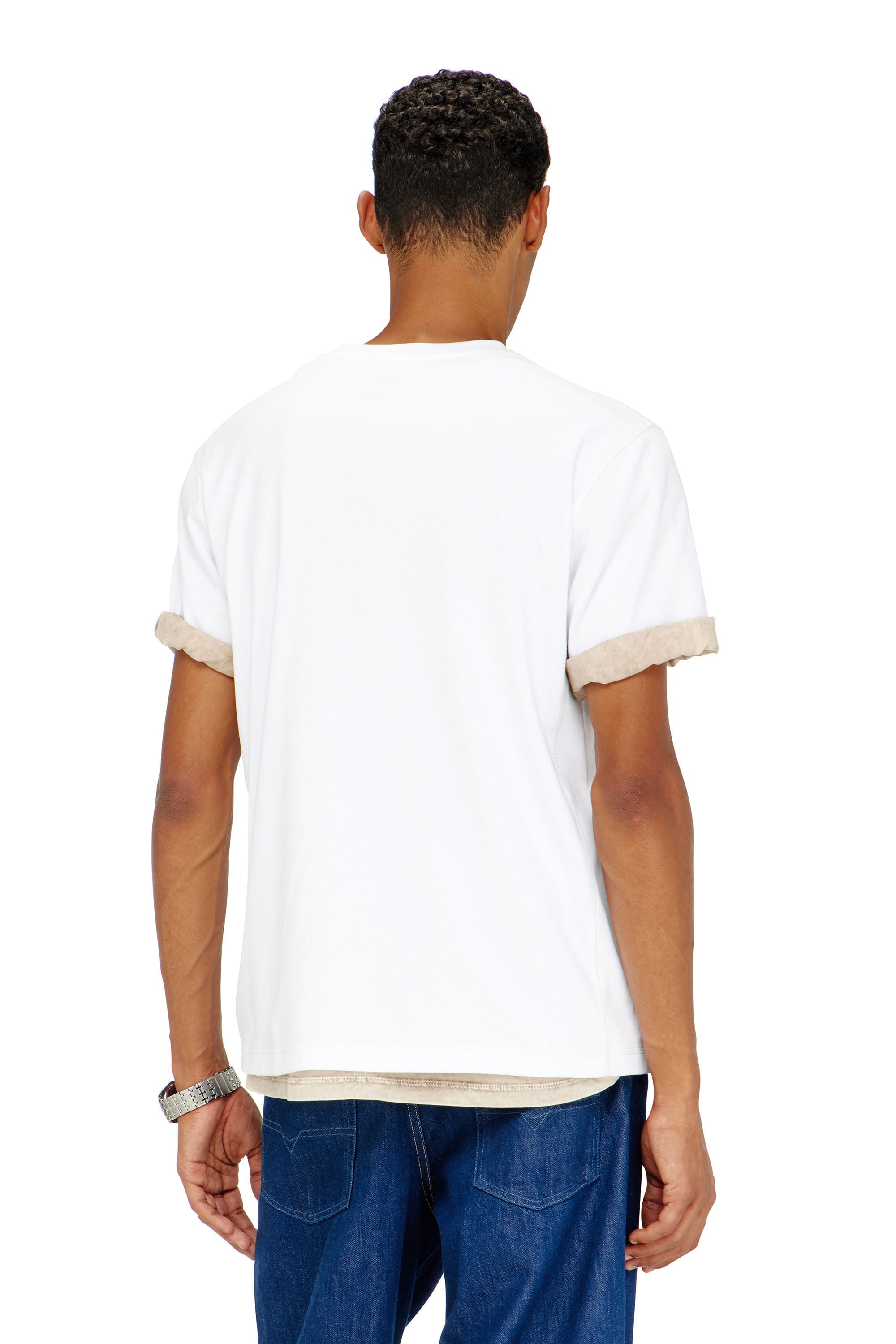 Diesel - T-MADJUST-TR, T-shirt r&eacute;guli&egrave;re avec col rond et Oval D Homme in Blanc - 4