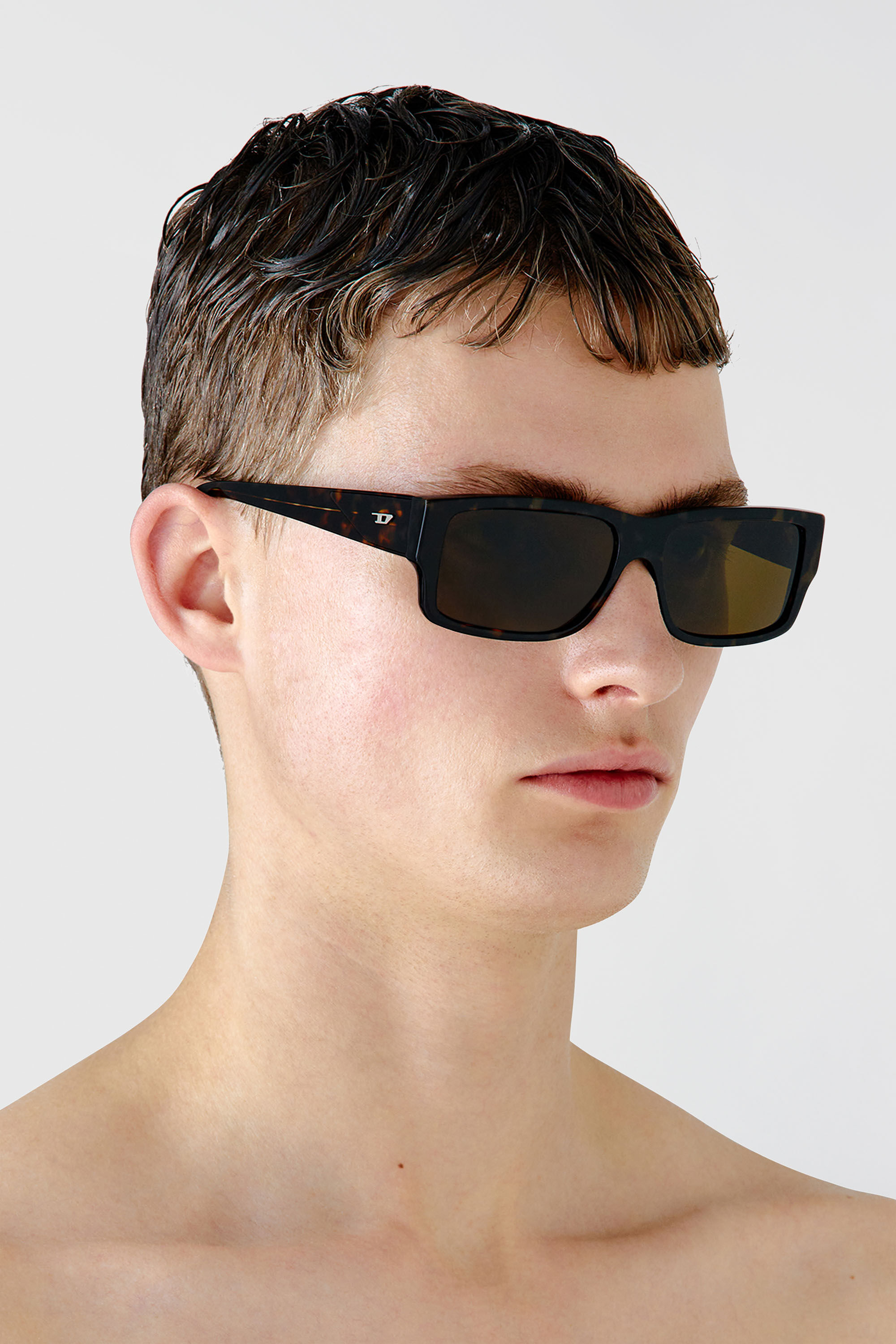 Diesel - 0DL2003 SIZE 57, Lunettes de soleil rectangulaires Homme in Marron - 4