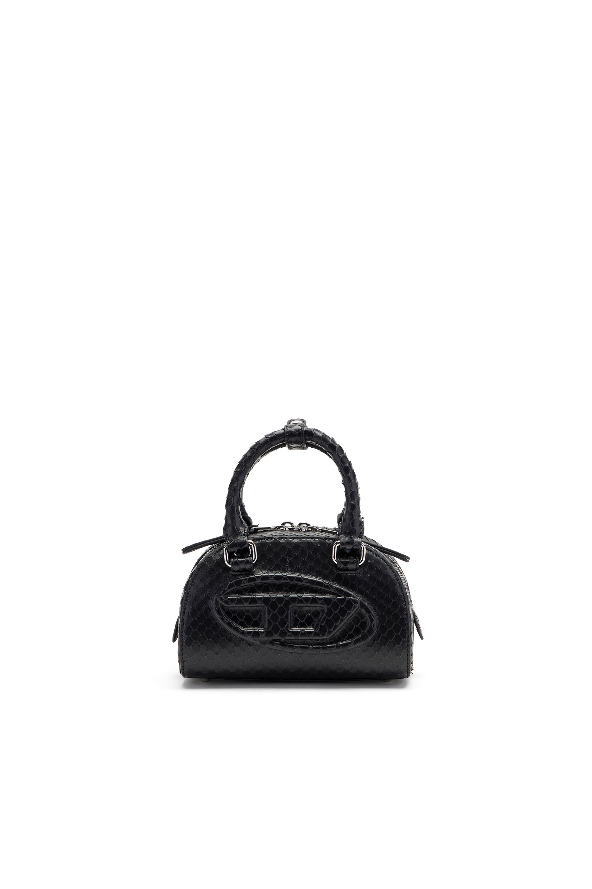 Diesel - 1DR DOME CROSSBODY, 1DR Dome-Sac bowling mini en cuir effet serpent Femme in Noir - 1