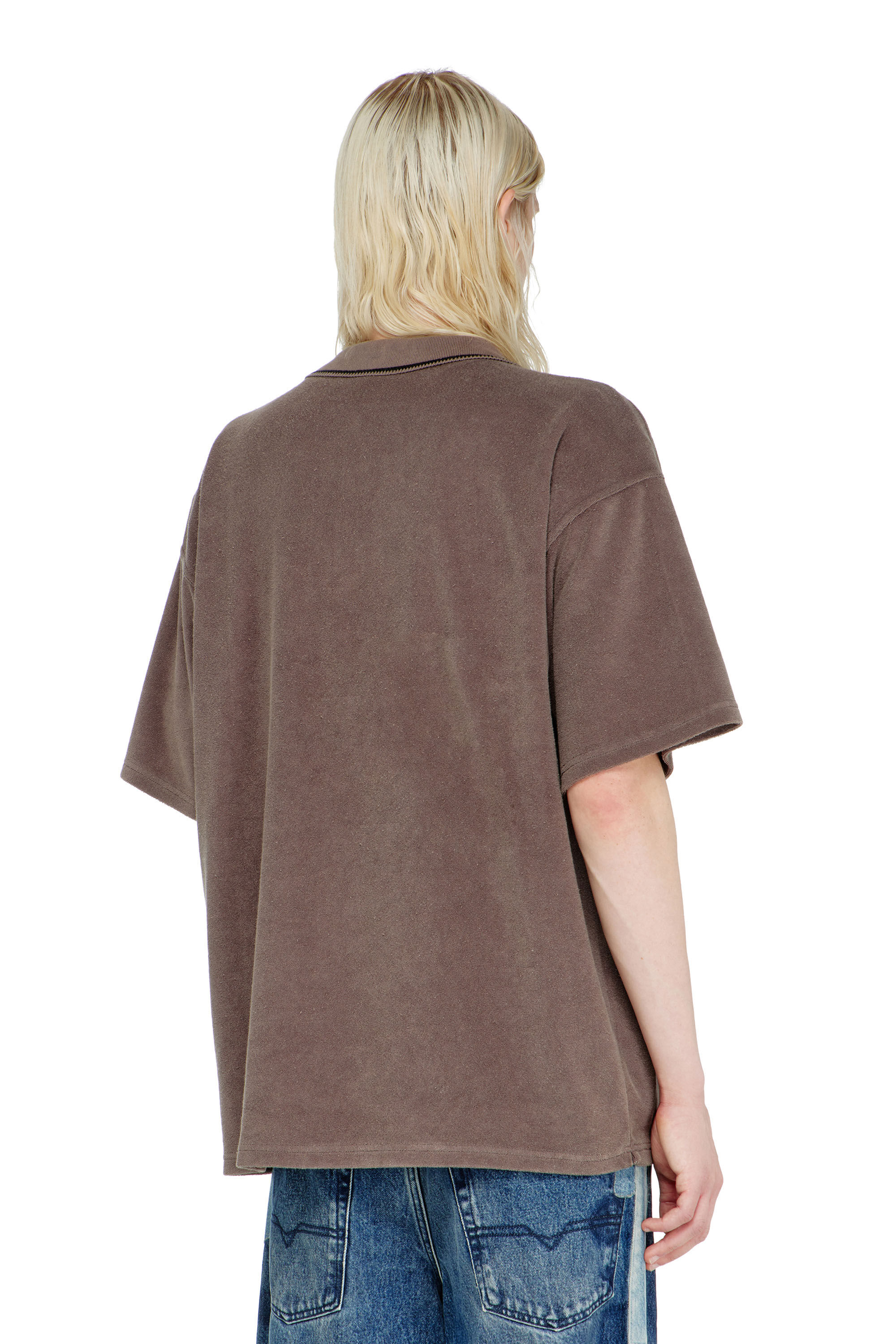 Diesel - T-SPONGY-ZIP, Polo en chenille avec patch blason Homme in ToBeDefined - 4