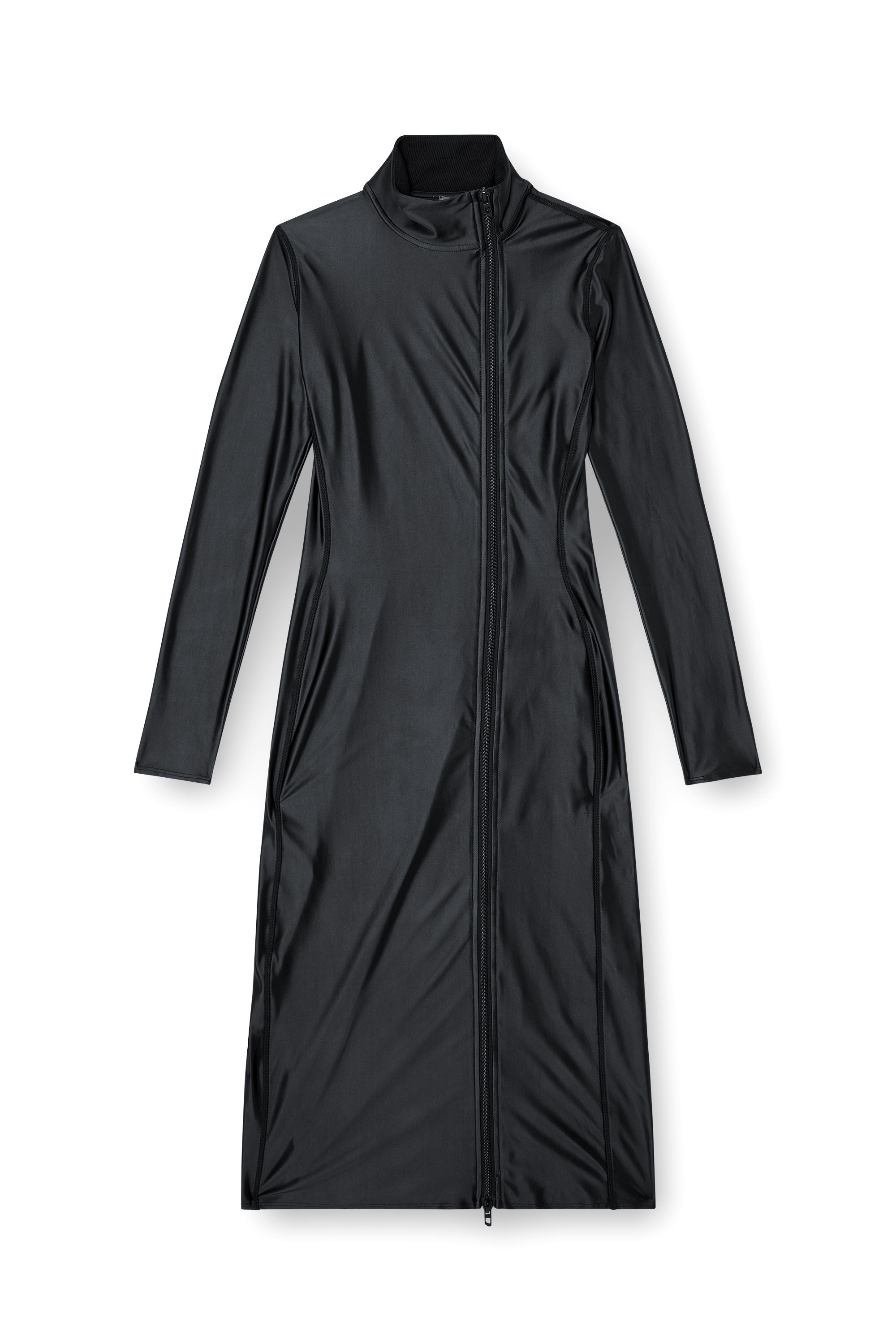 ワンピース DIESEL Woman Dress Black A162050PKAT 9XX Women's Mock collar long-sleeve midi dress with chintz