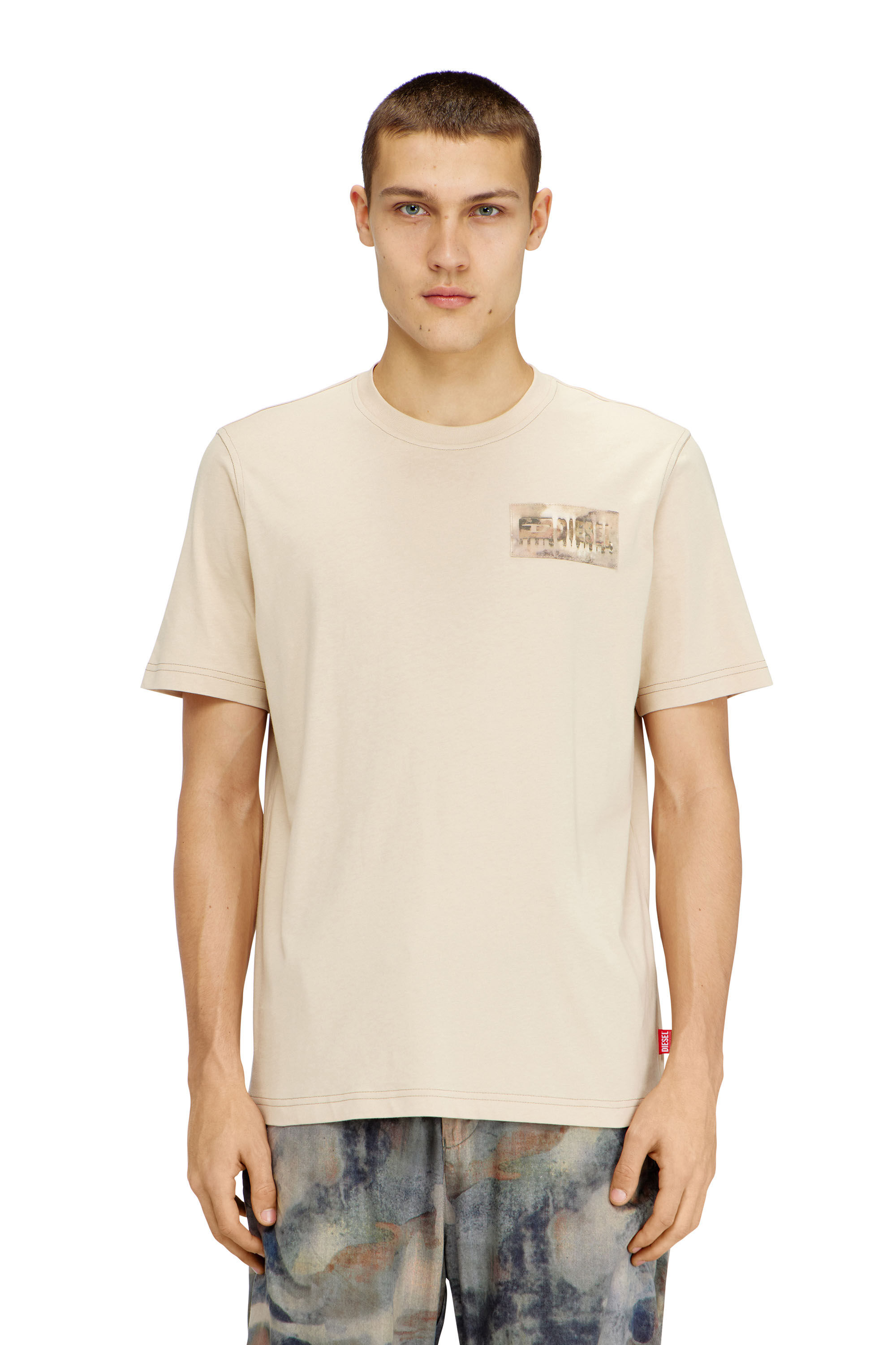 Diesel - T-ADJUST-V4, T-shirt avec empi&egrave;cement camouflage Homme in Marron - 3