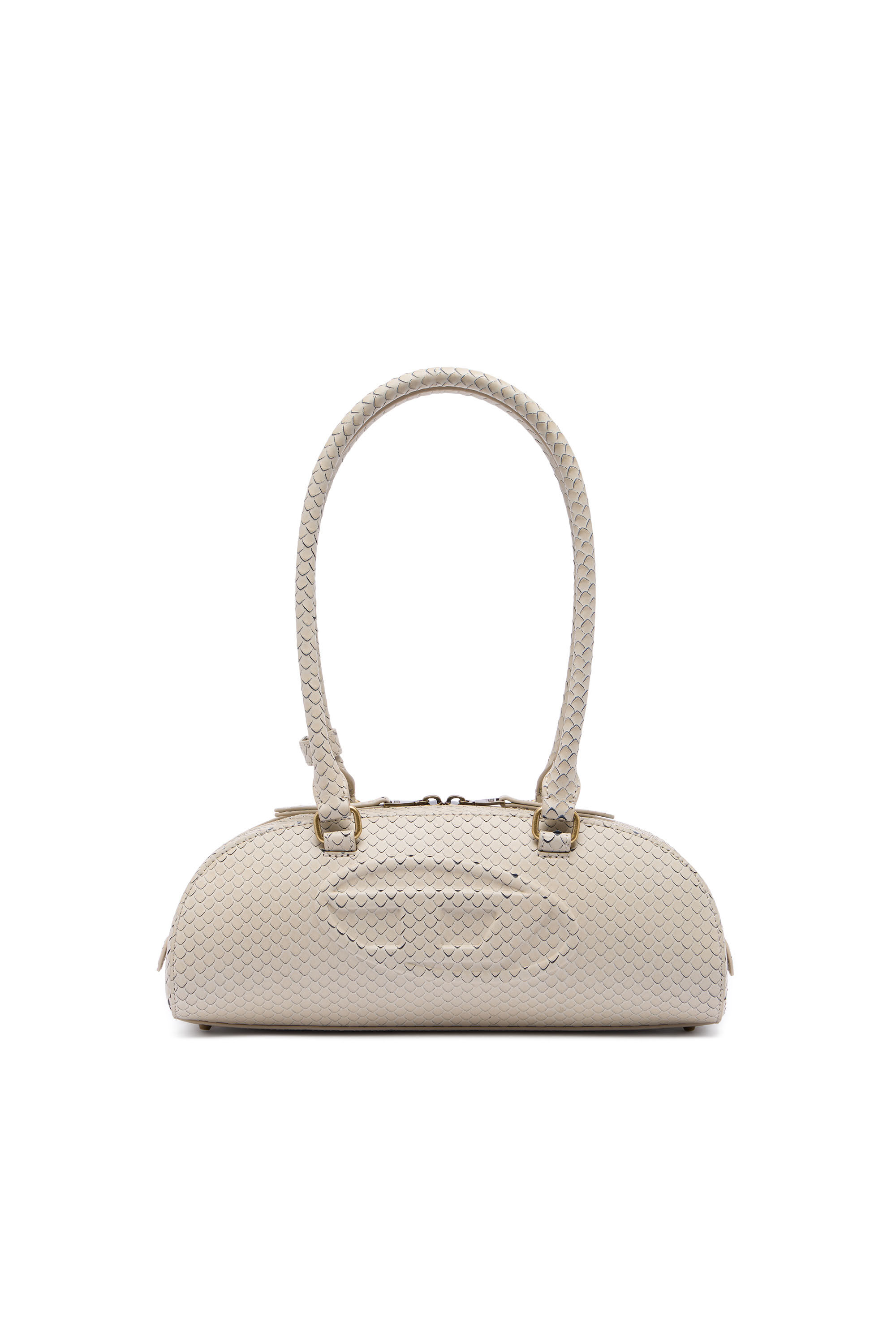 Diesel - 1DR DOME SHOULDER EW, 1DR Dome-Sac bowling allong&eacute; en cuir effet serpent Femme in Beige - 2