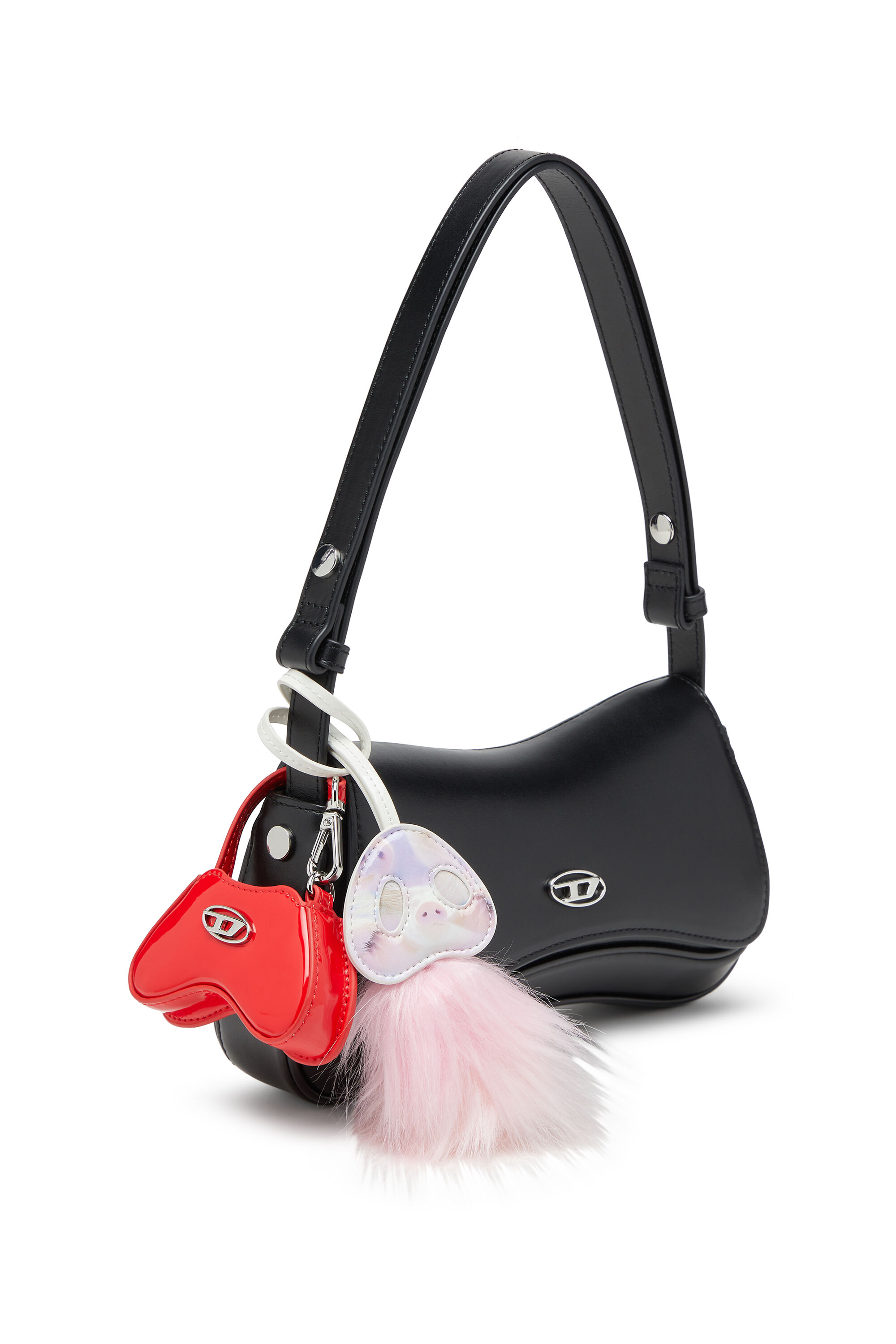 Diesel - FUR CHARMS I, Porte-clés sac museau de cochon avec détail duveteux Femme in Rose - 4