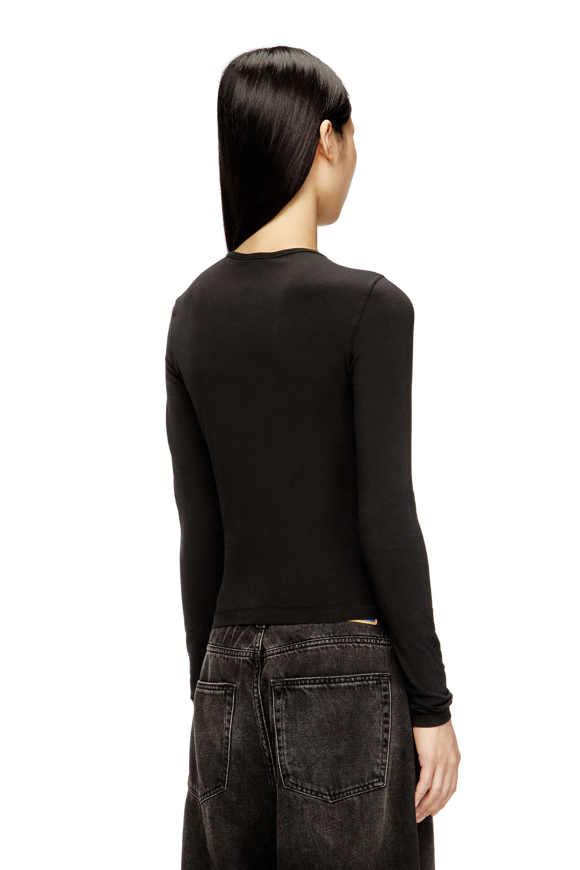 Diesel - T-UNCUTIESLONG-LS-OD, Pull en coton avec logo Oval D Femme in ToBeDefined - 4