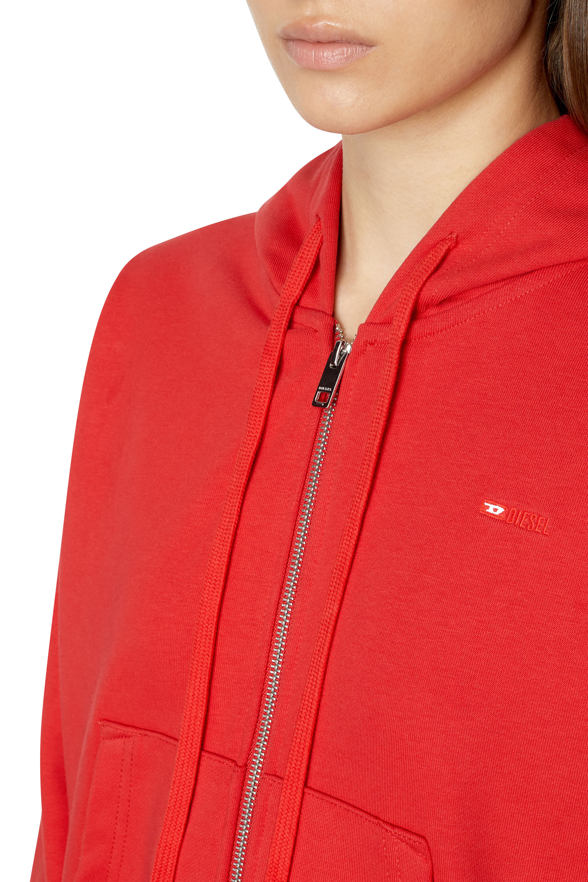 Diesel - F-REGGY-HOOD-ZIP-MICRODIV, Femme Sweat-shirt à capuche avec micro logo brodé in Rouge - Image 6