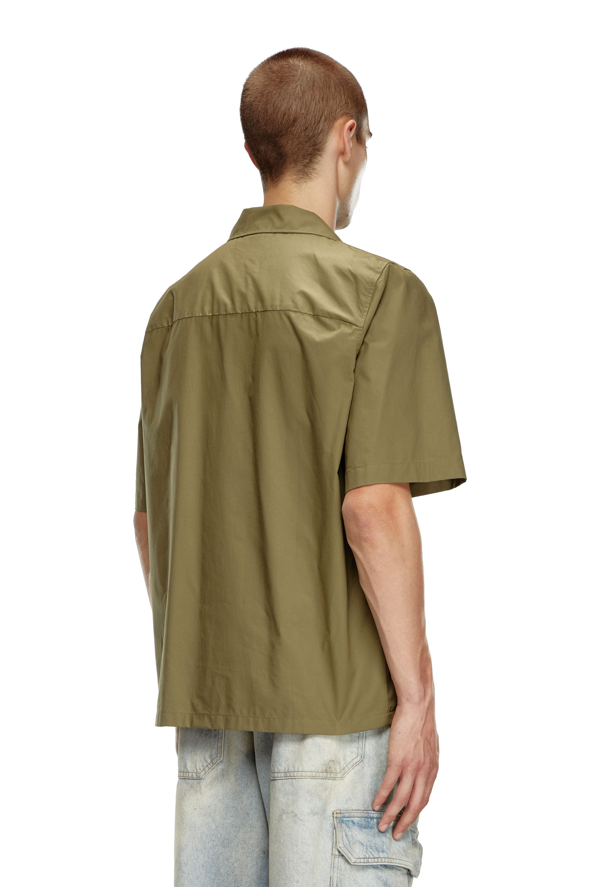 Diesel - S-MAC-C, Chemise bowling avec logo brodé Homme in Vert - 4