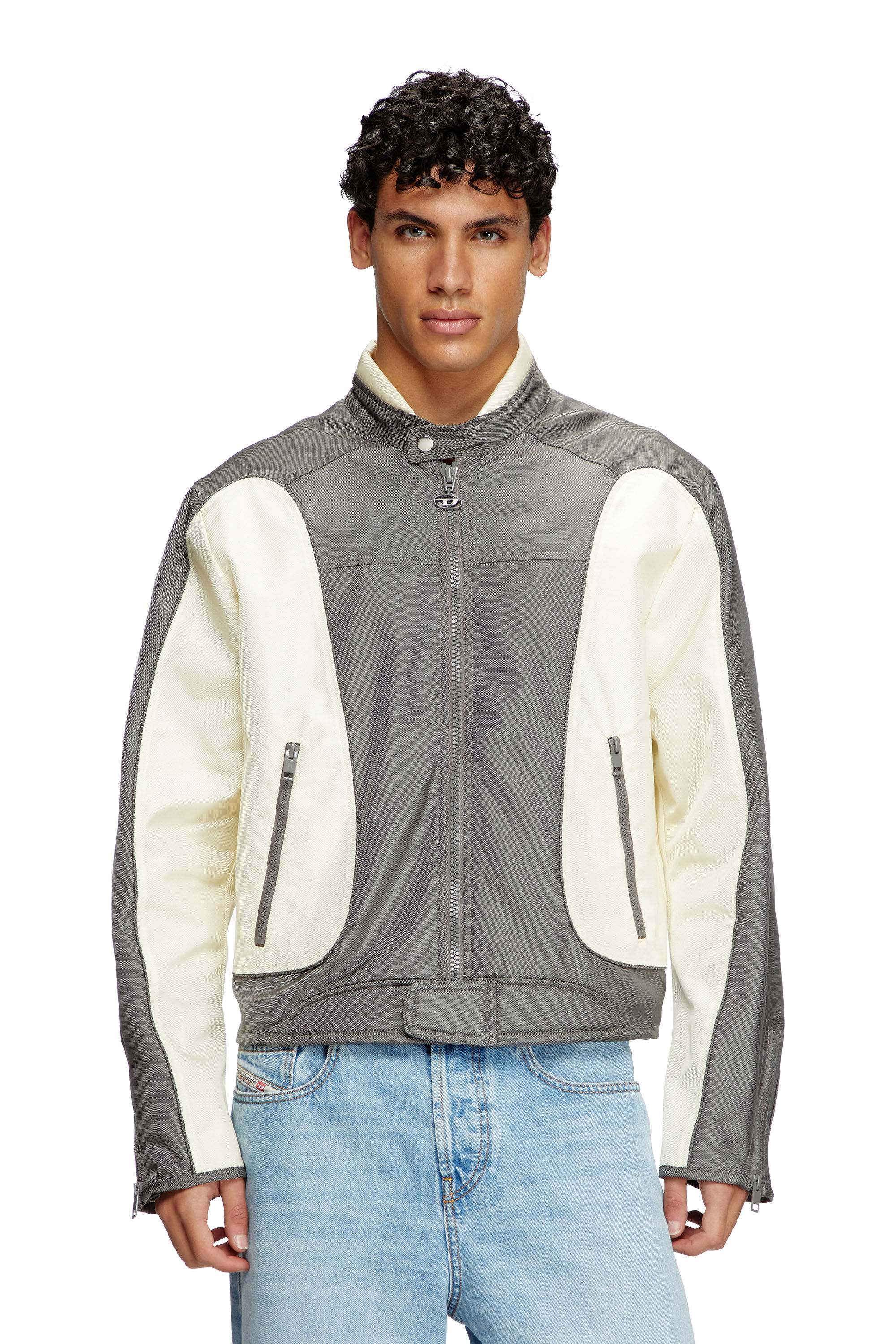 Diesel - J-BLINK-A, Veste biker color-block avec passepoil Homme in Polychrome - 3