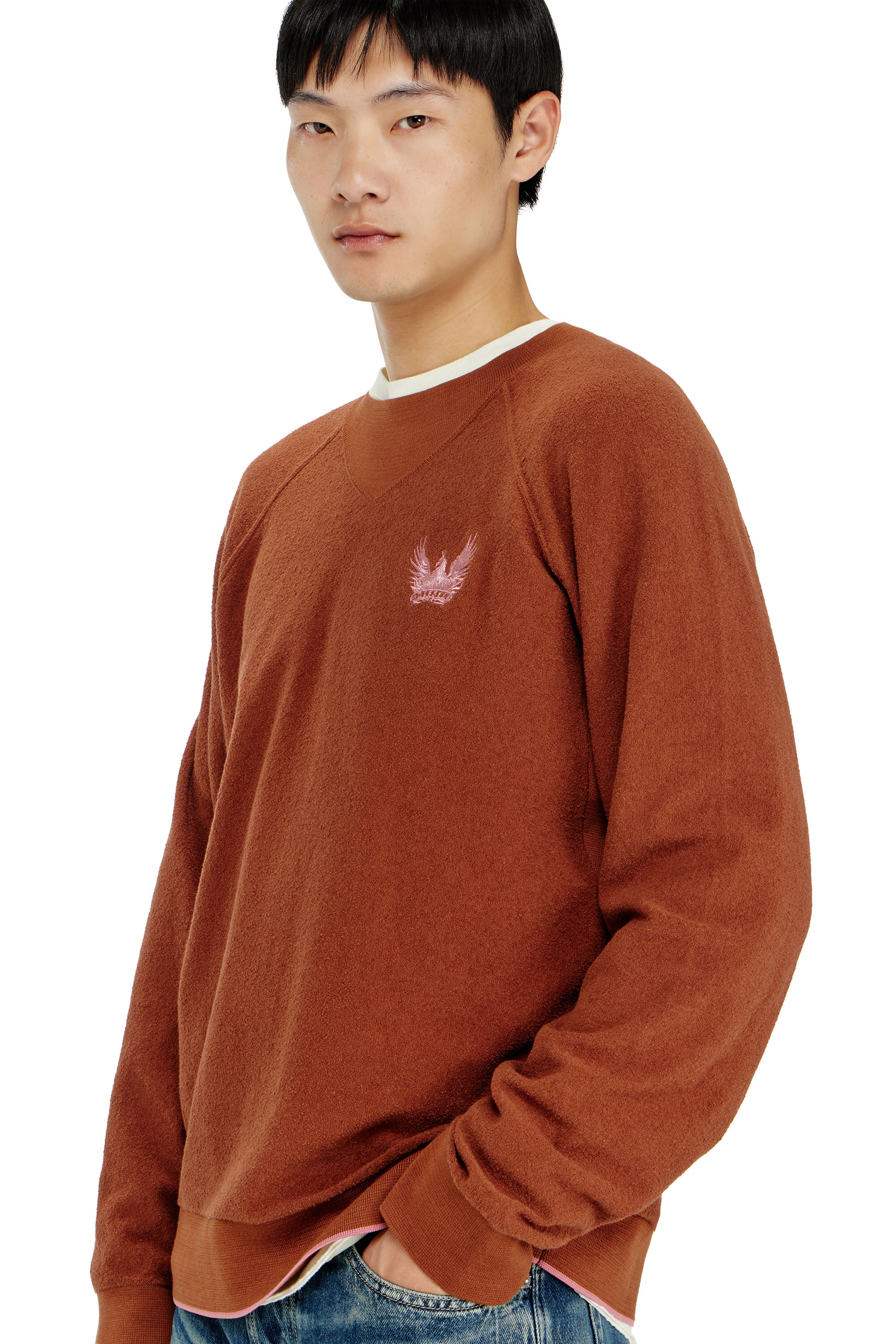 Diesel - K-RALFS, Boucl&eacute; jumper avec broderie Phoenix Homme in ToBeDefined - 5
