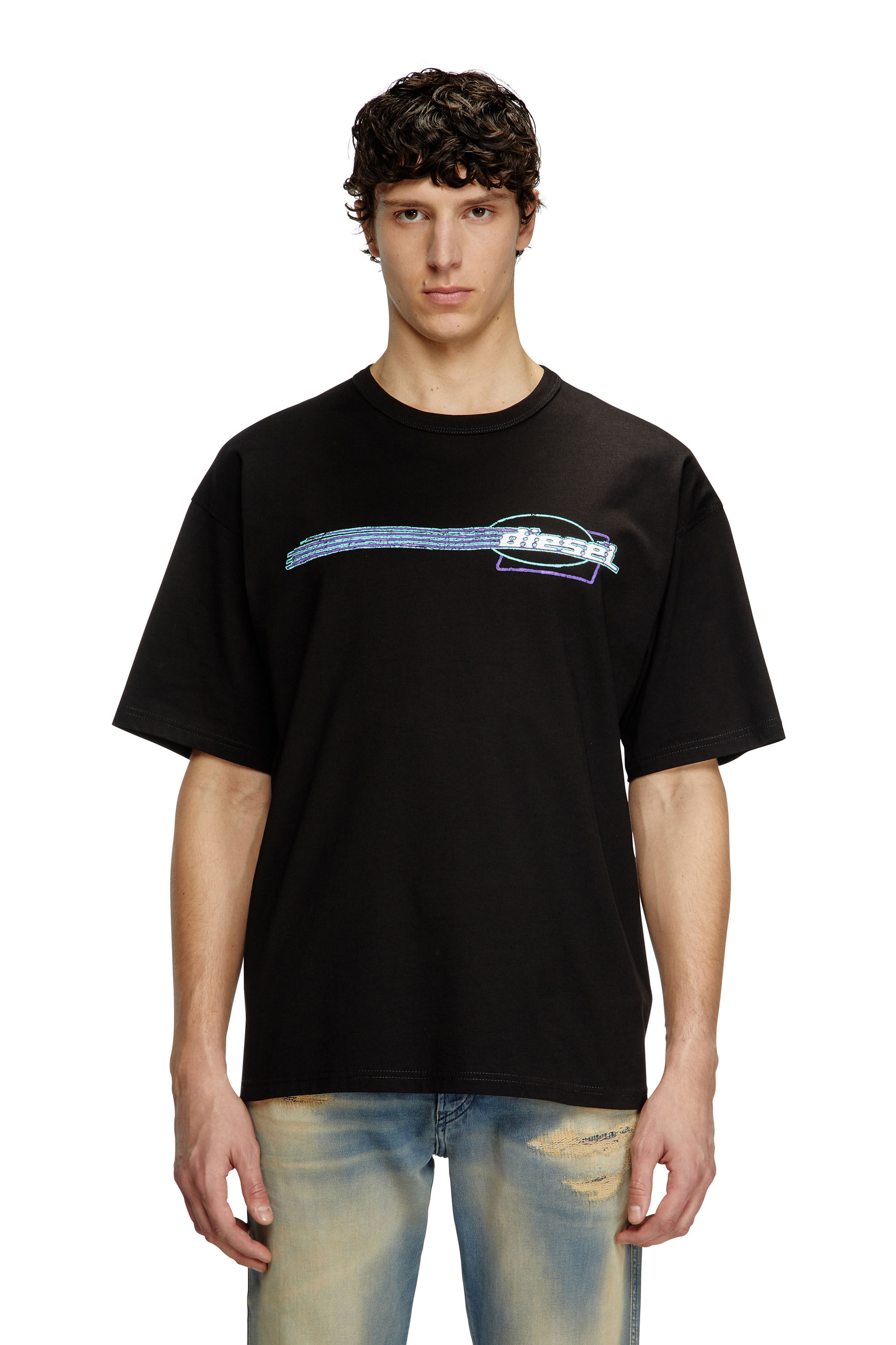 Diesel - T-BOXT-R16, T-shirt avec graphismes de logo floqué Homme in Noir - 3