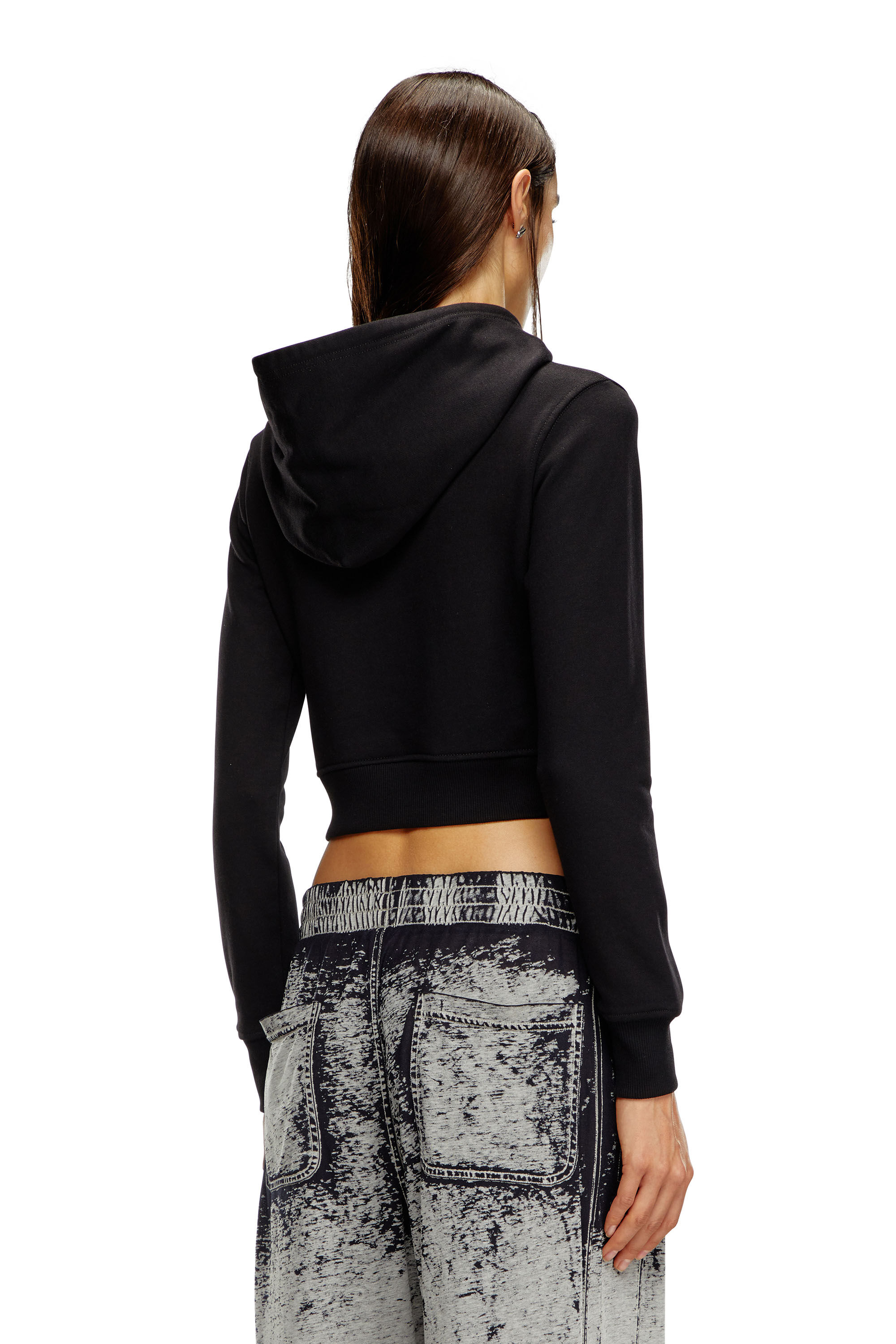 Women's Hoodie with cut-out Oval D Logo | Black | Diesel