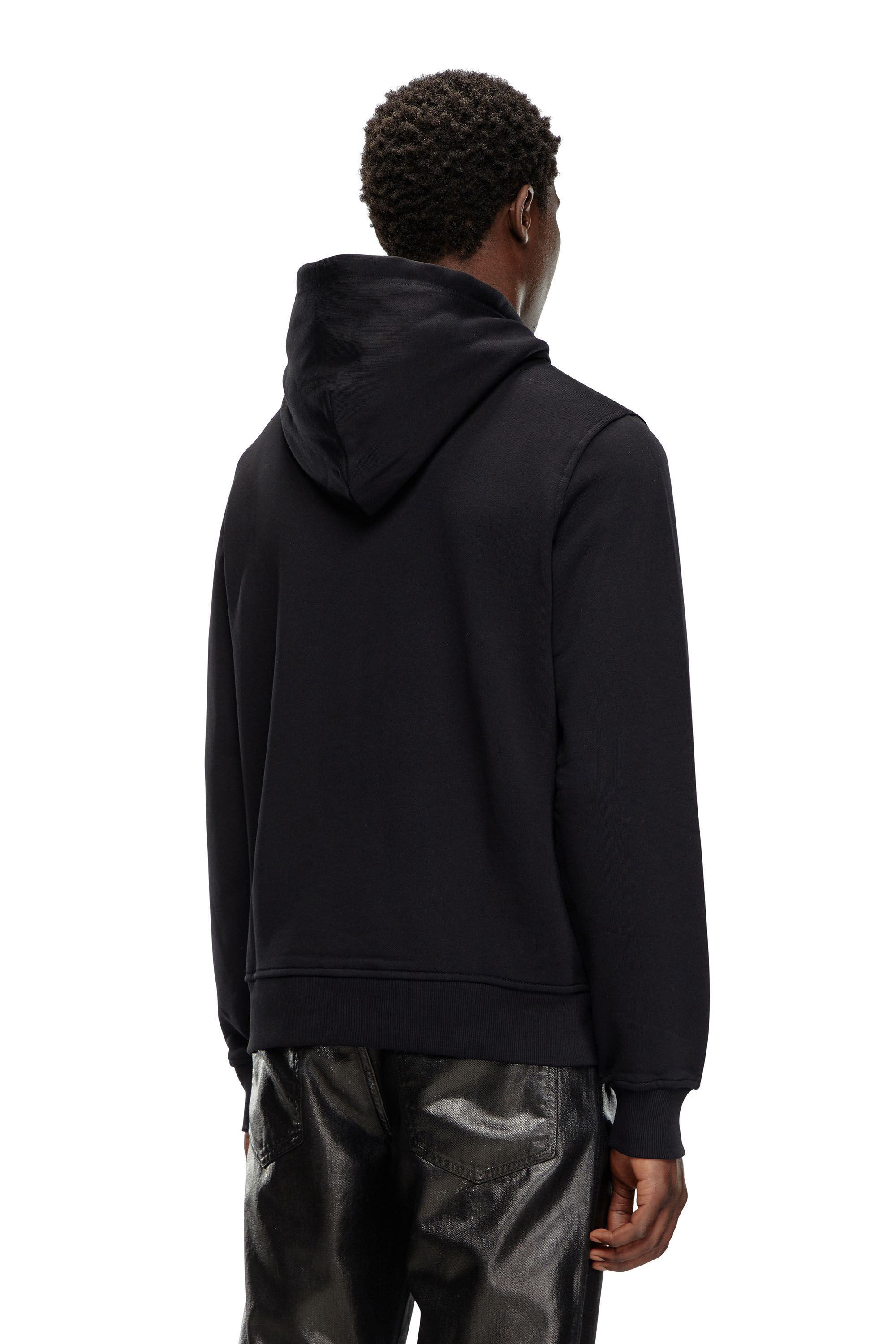 Diesel - S-GINN-HOOD-D, Sweat-shirt à capuche en coton avec mini empiècement D Homme in Noir - 4