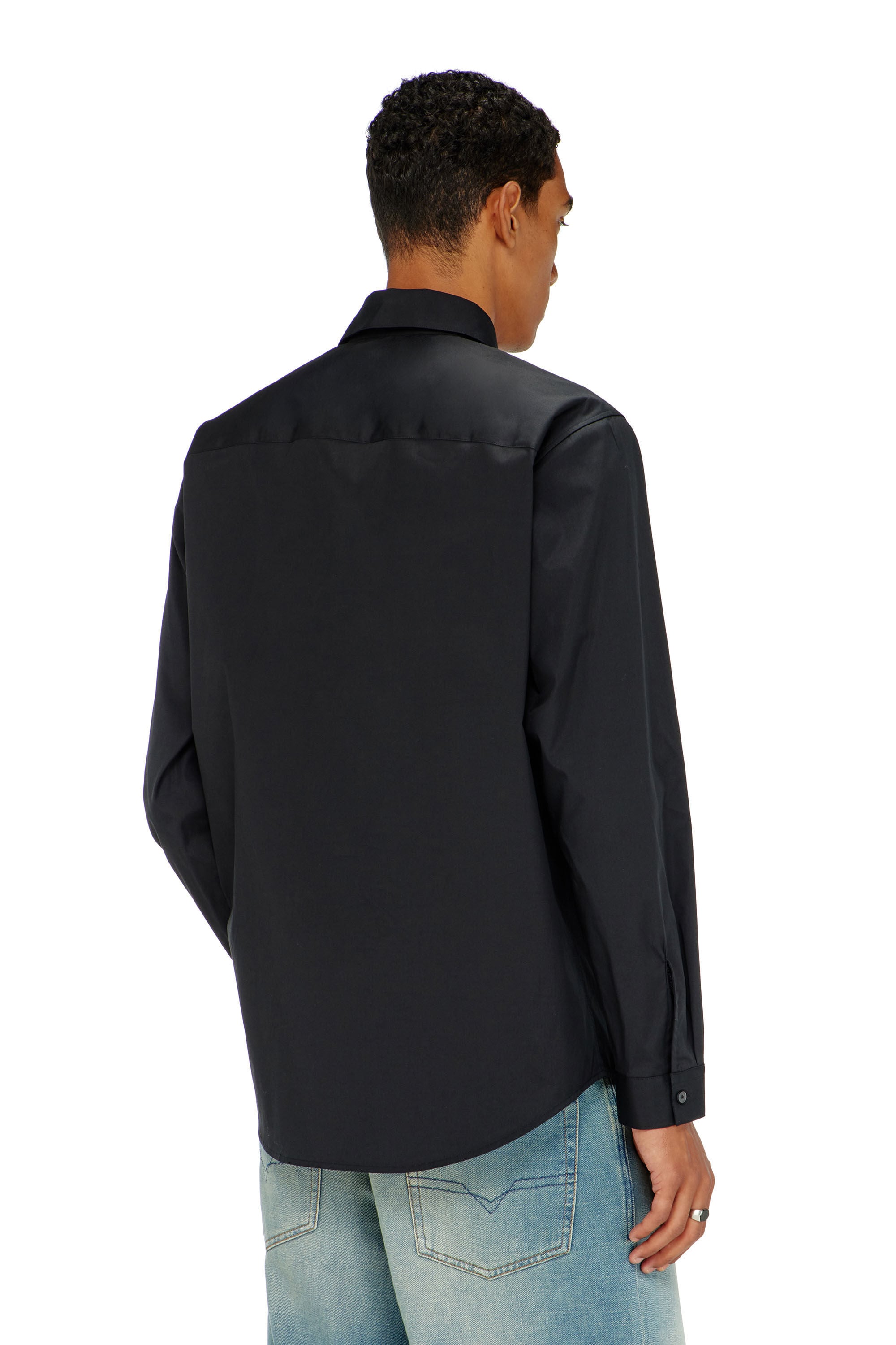 Diesel - S-SIMPLY-GSBH, Chemise en popeline extensible avec broderie Homme in Noir - 4