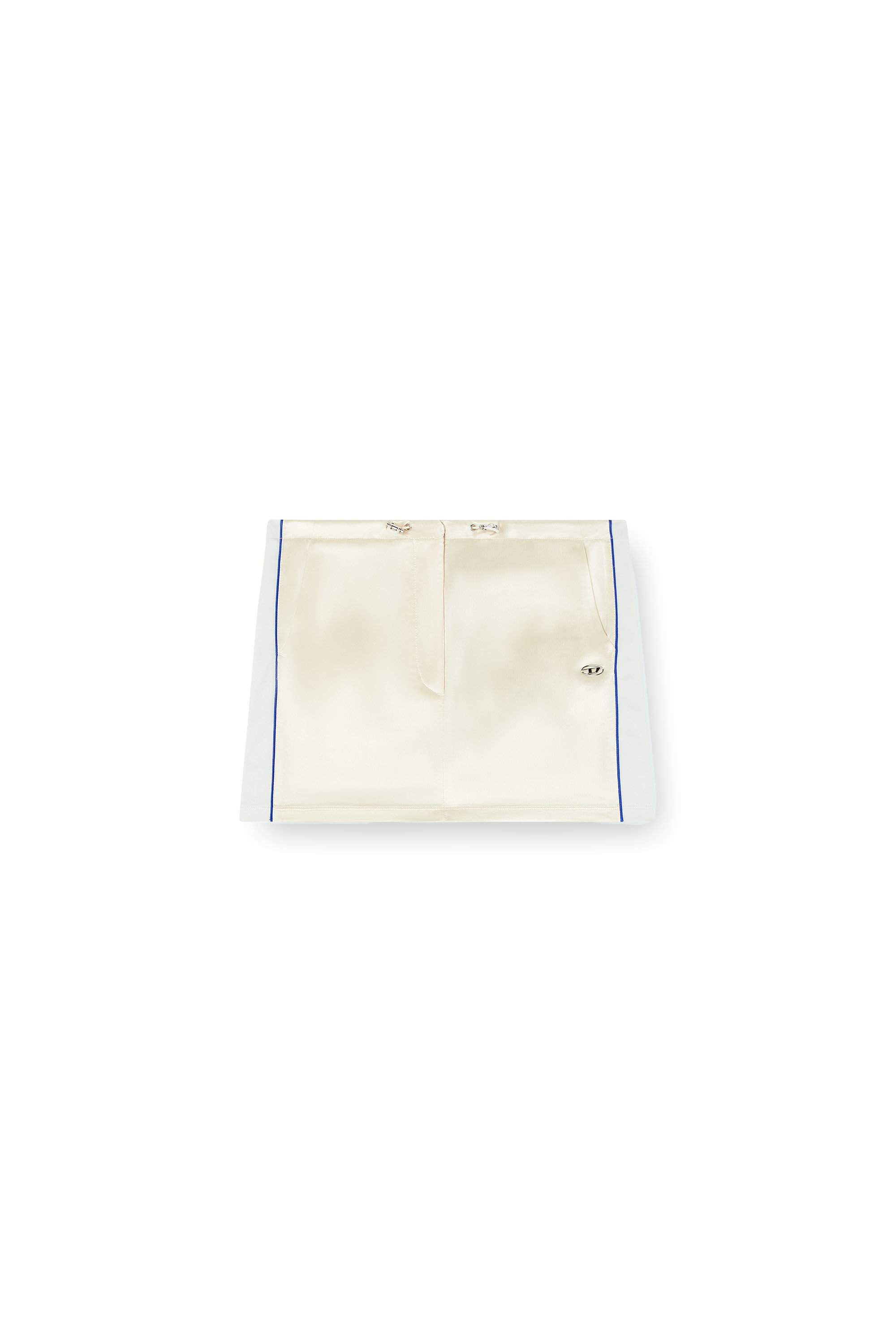 Diesel - O-DETTE, Woman's Knit and satin mini skirt with piping in White - 2