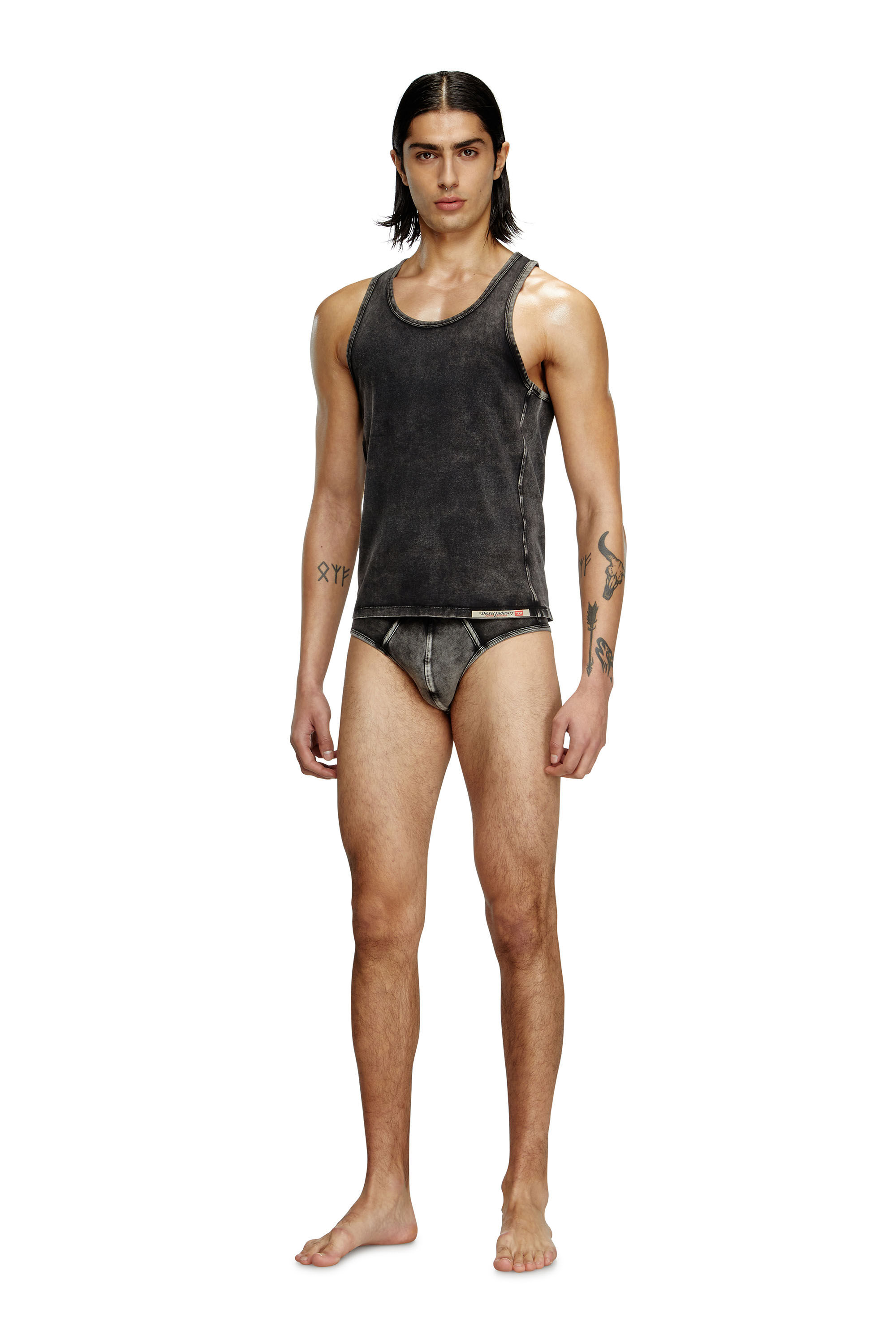 Diesel - WALTY-DNM, Débardeur effet denim Homme in Noir - 1