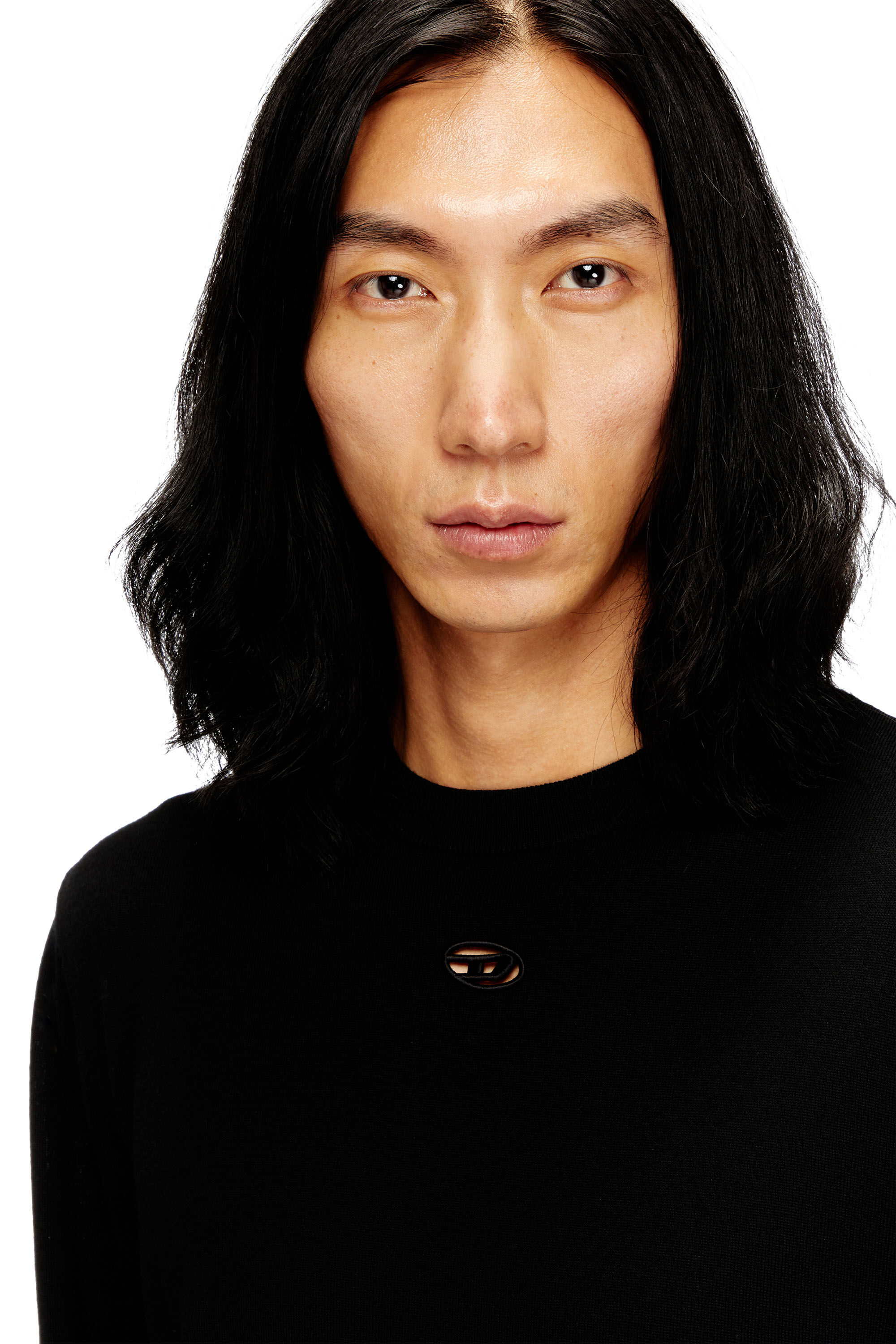 Diesel - K-VALIAM, Pull en laine avec logo cut-out Homme in Noir - 5