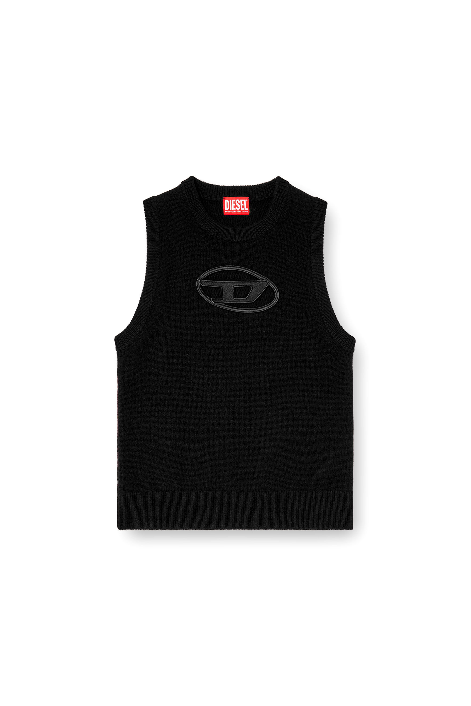 Women's Knit tank top in cashmere blend | Black | Diesel