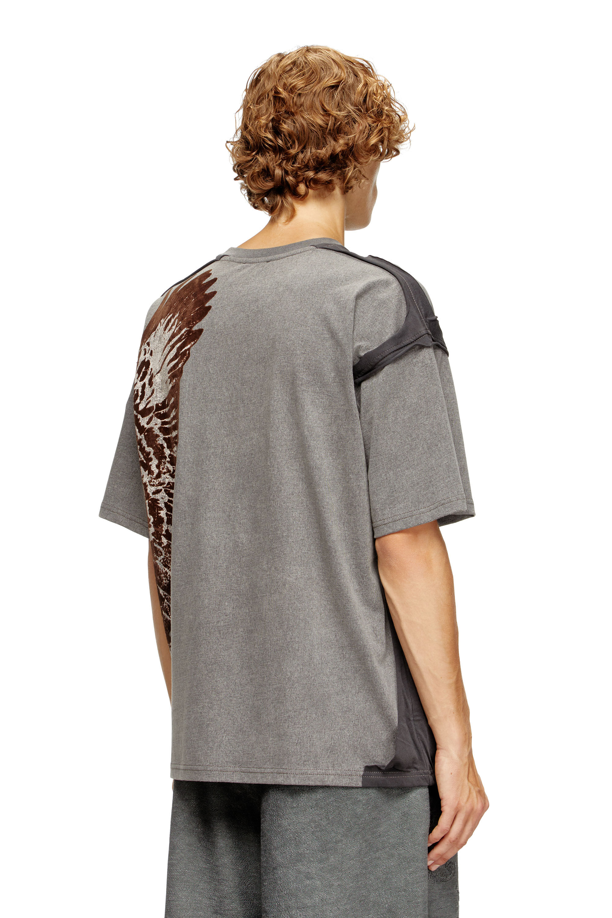 Diesel - T-BOXT-PEELOFF, T-shirt peel-off avec imprimé aigle Homme in Gris - 4