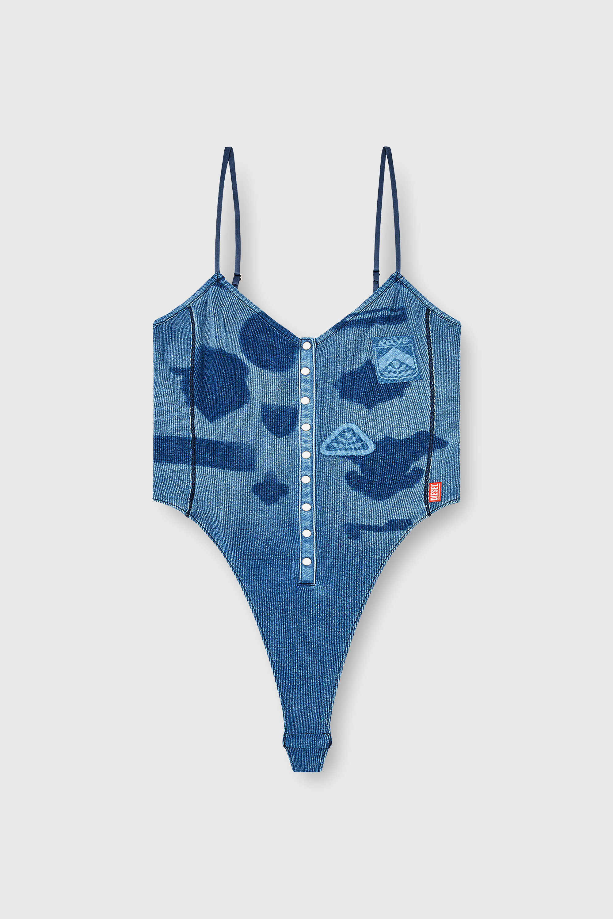 Diesel - T-LEY-AA1, Body en jersey c&ocirc;tel&eacute; avec effets patch ombr&eacute;s Femme in Bleu - 2