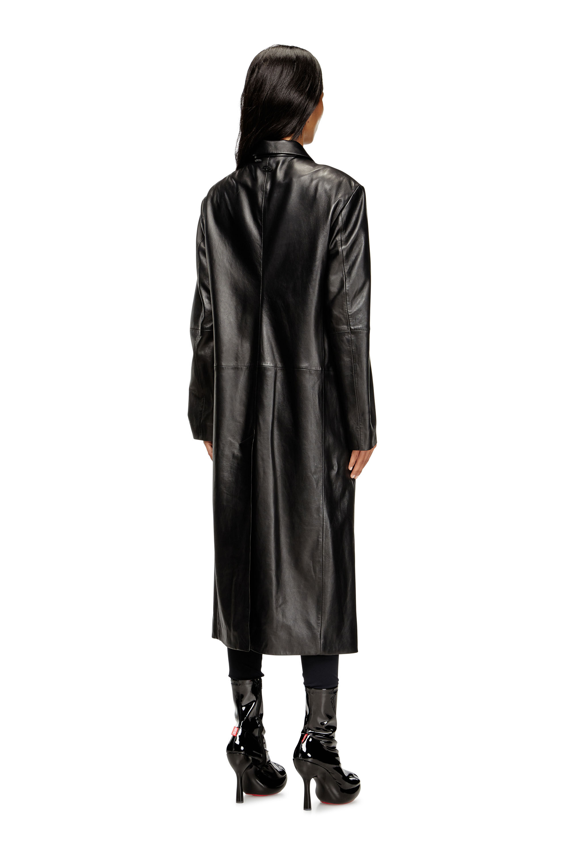 Diesel - L-ANCELOT, Long manteau en cuir matelassé Femme in Noir - 4