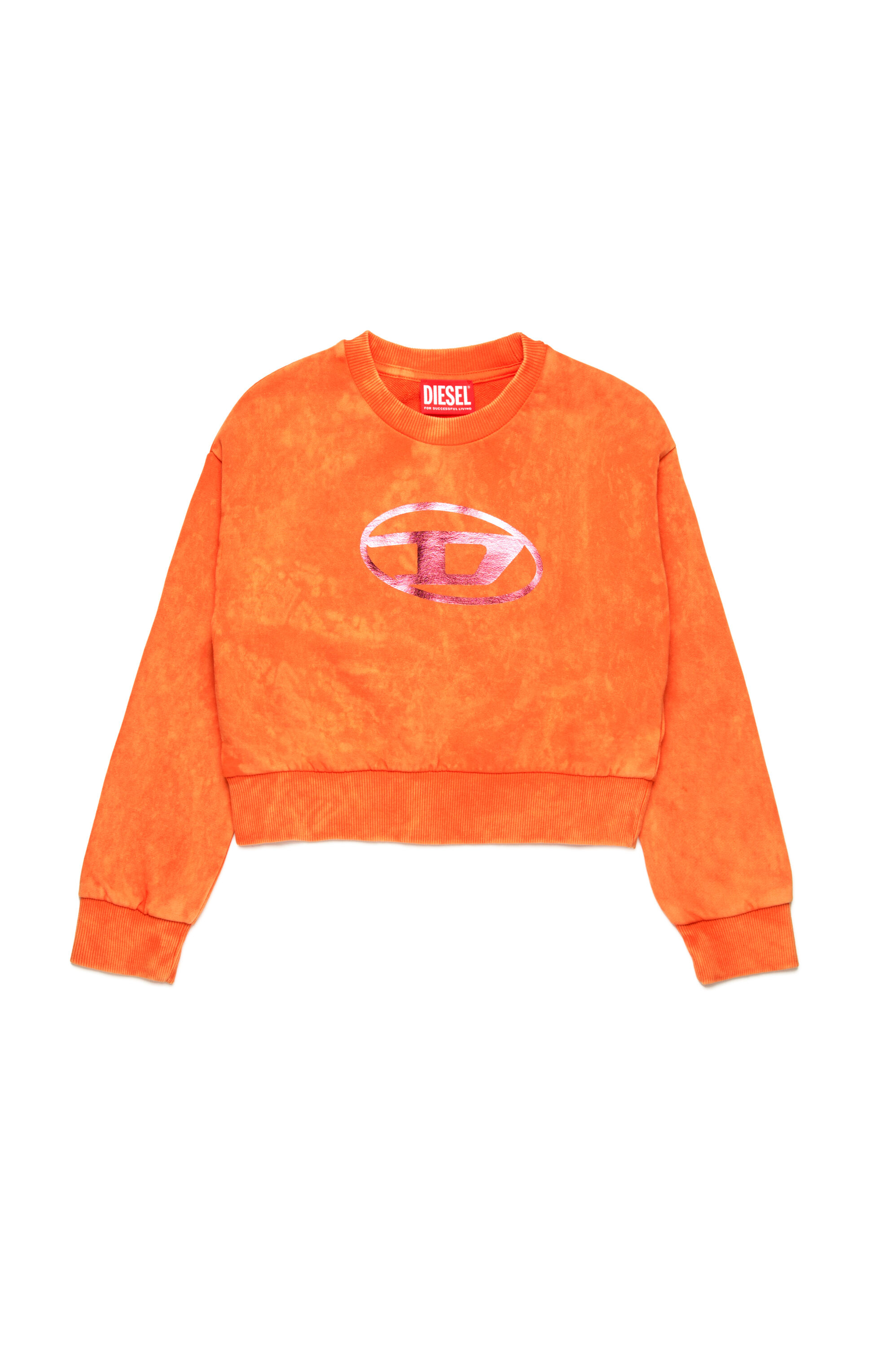 Diesel - SLEMPY, Sweat-shirt marbré avec logo métallisé Femme in Orange - 1