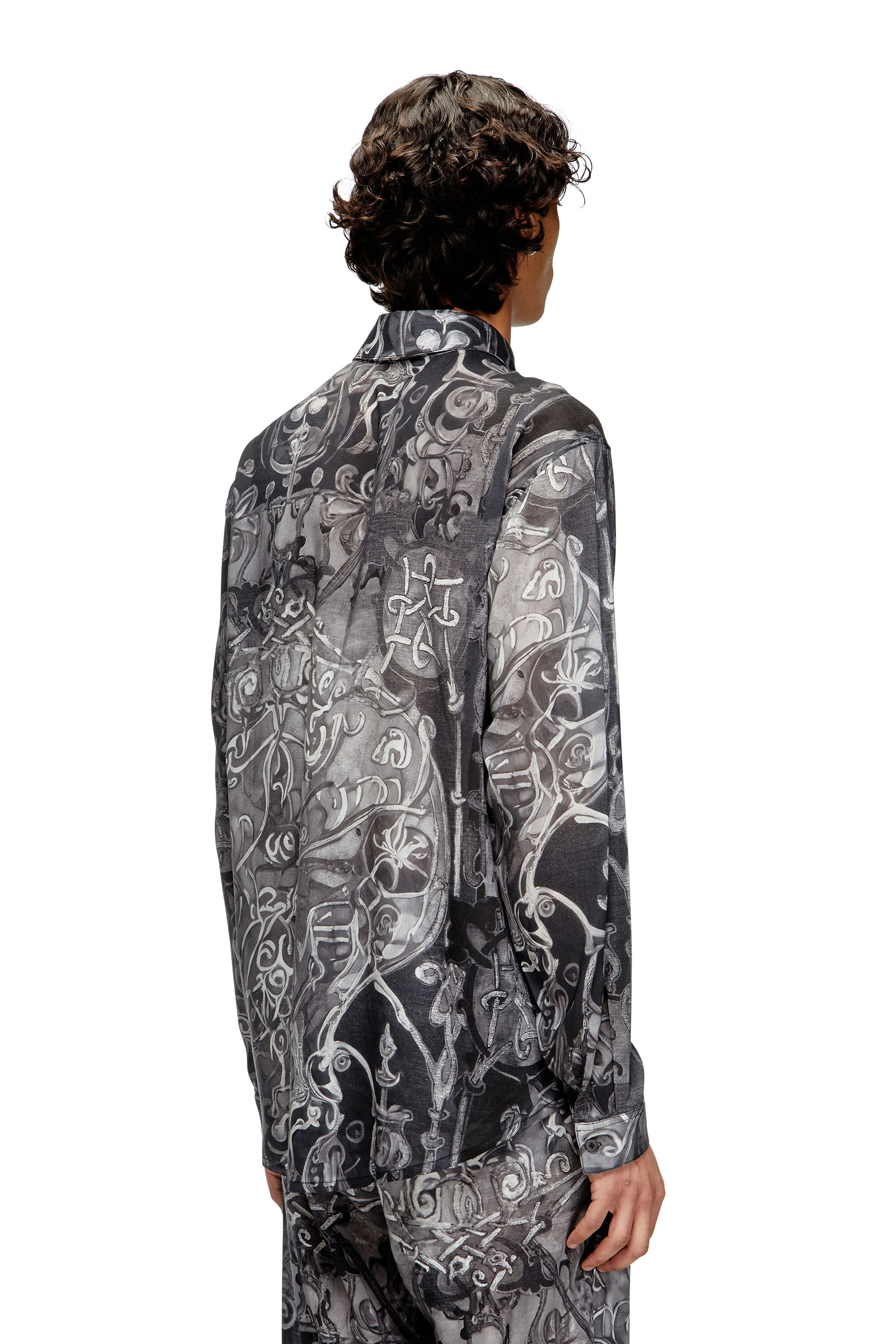 Diesel - S-SIMPLY-B-AJFW, Man's TENCEL™ shirt with medieval print in Black - 2