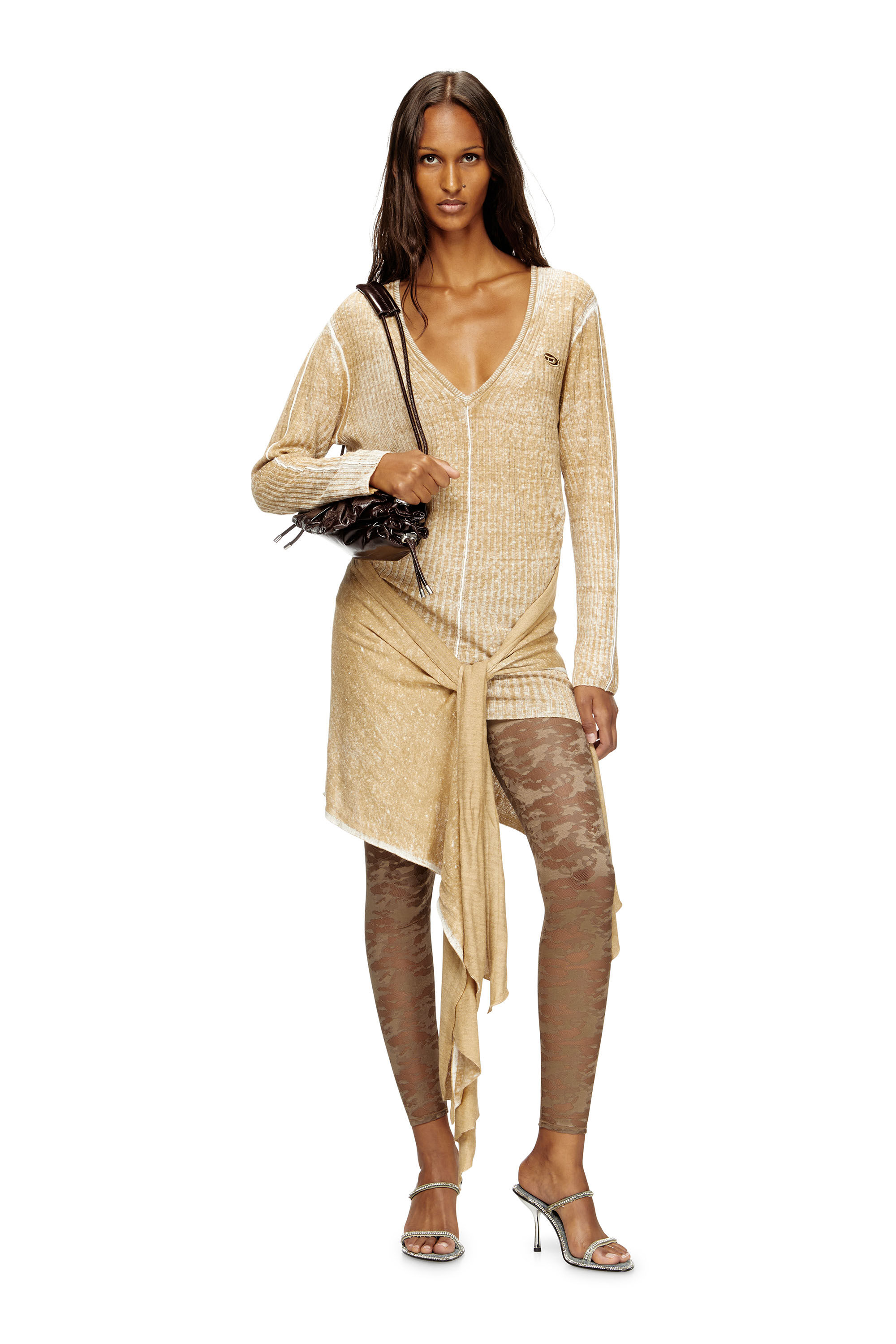 Diesel - CLAIRE-UTLT, Legging en dentelle camouflage Femme in Marron - 5