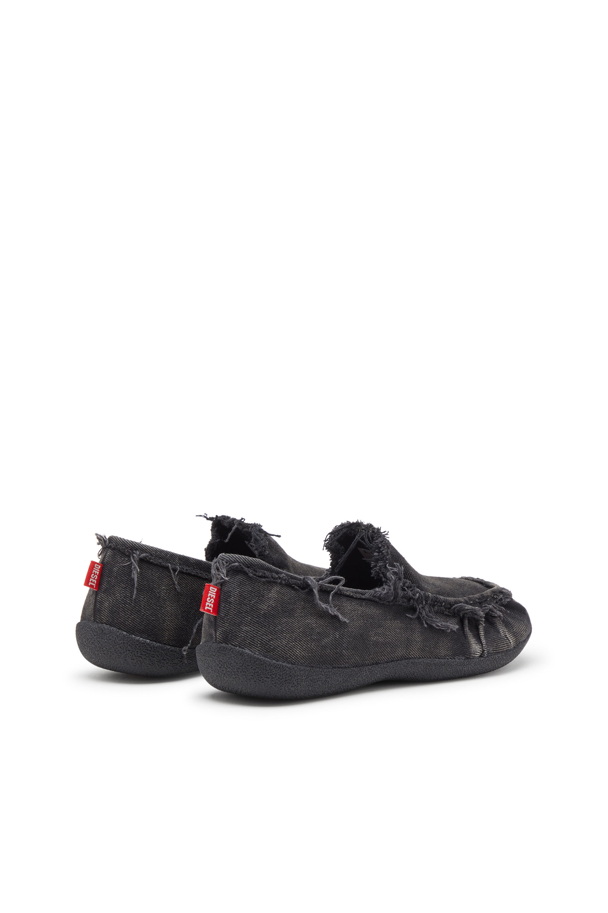 Diesel - D-SHOCK MOC, D-Shock-Mocassins en denim effet vieilli Homme in Noir - 3