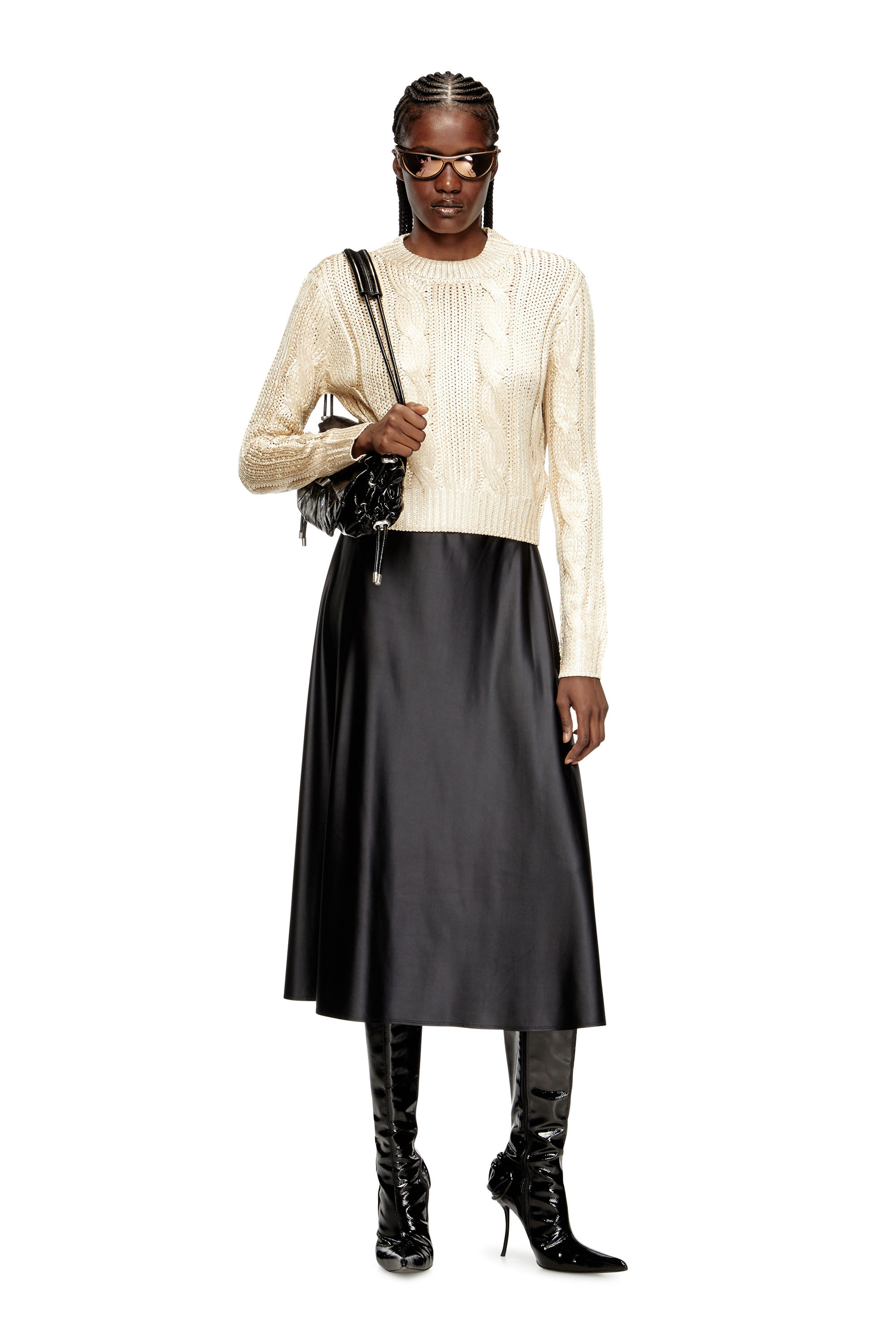 Diesel - M-MICCHA, Pull torsadé avec effet brillant Femme in ToBeDefined - 1
