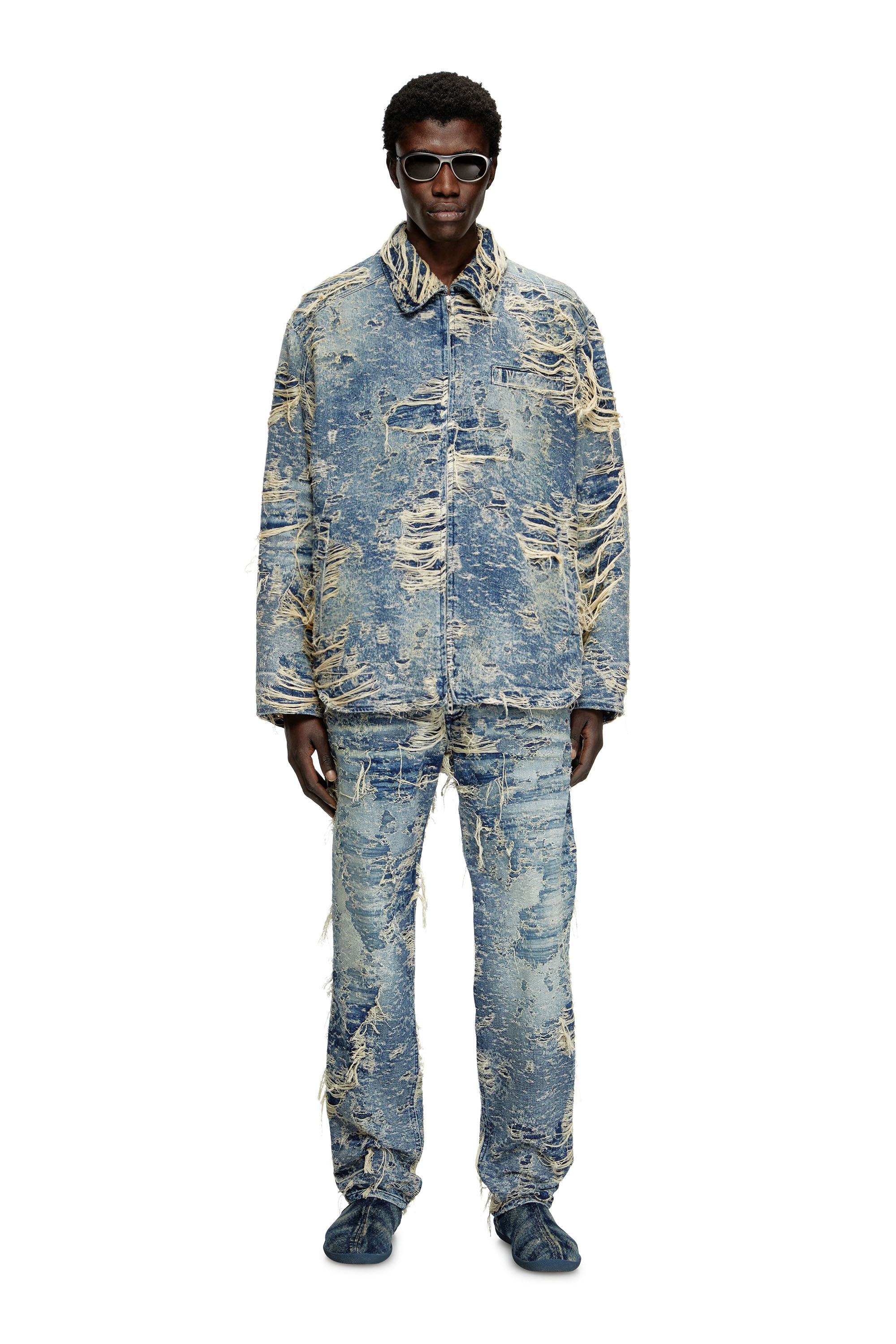 Diesel - D-IVAR-FSG1, Veste en denim à fils flottants Homme in Bleu - 1