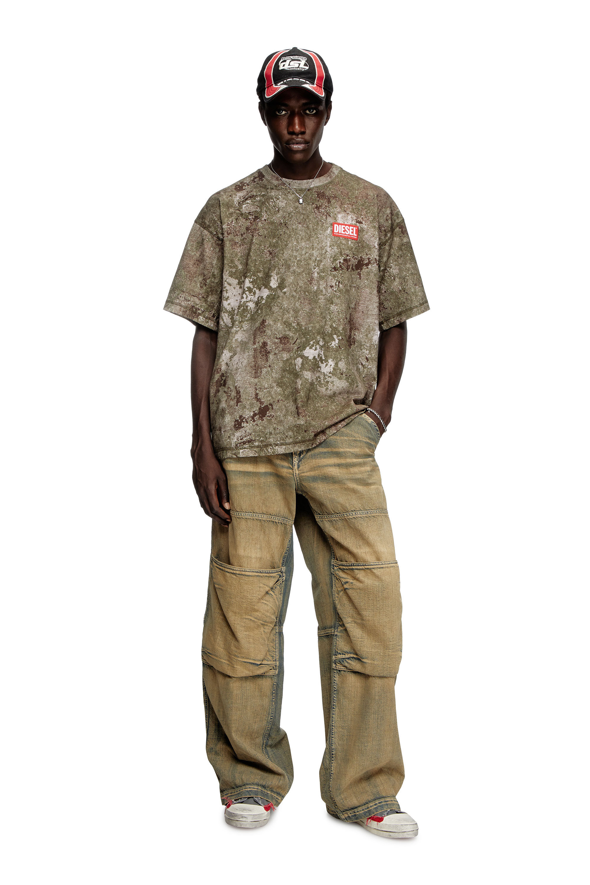 Diesel - T-BOXT-R12, T-shirt dévoré effet marbré Homme in Vert - 1