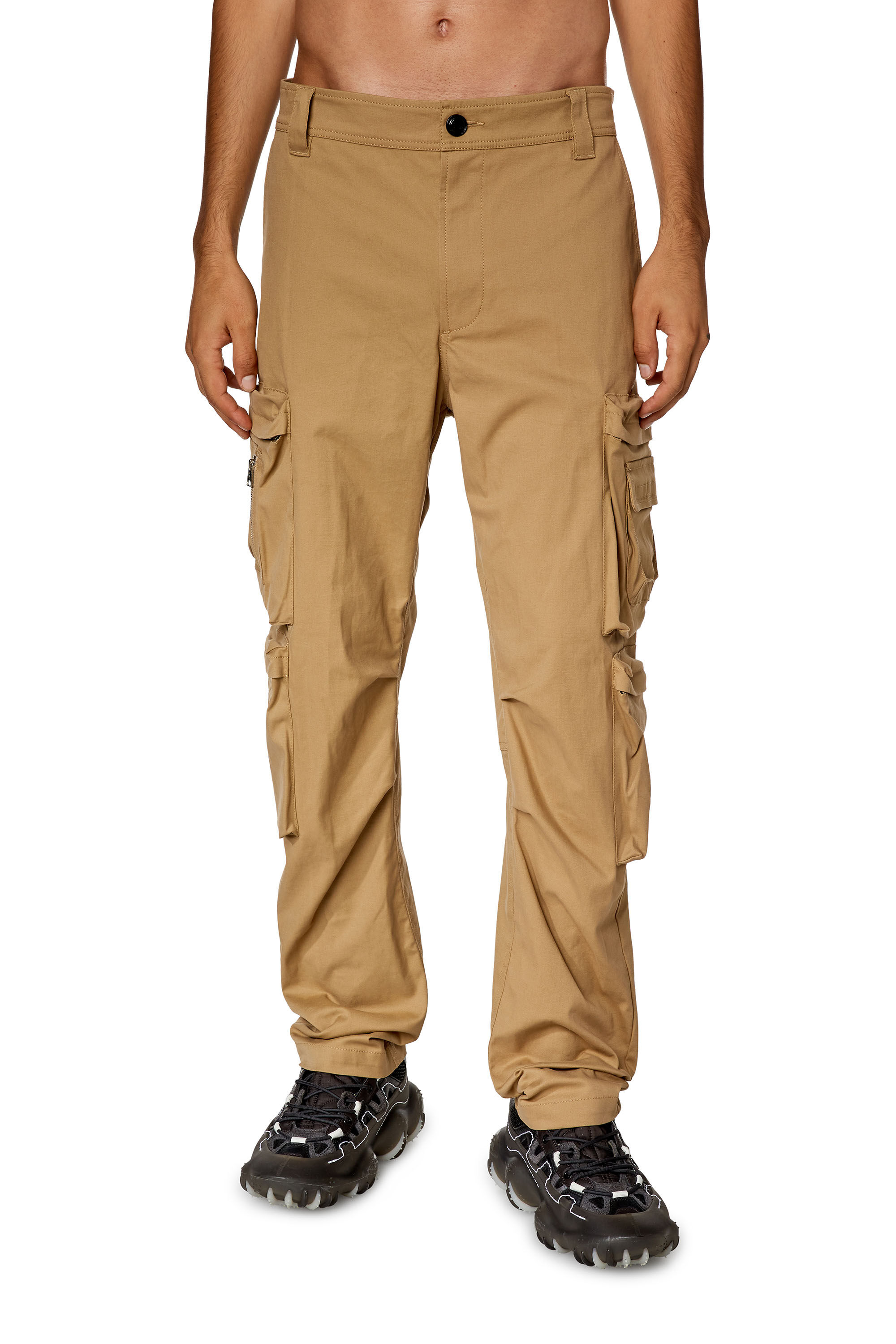 Diesel - P-ARLEM, Man's Cargo pants with zip pocket in Light Brown - 3