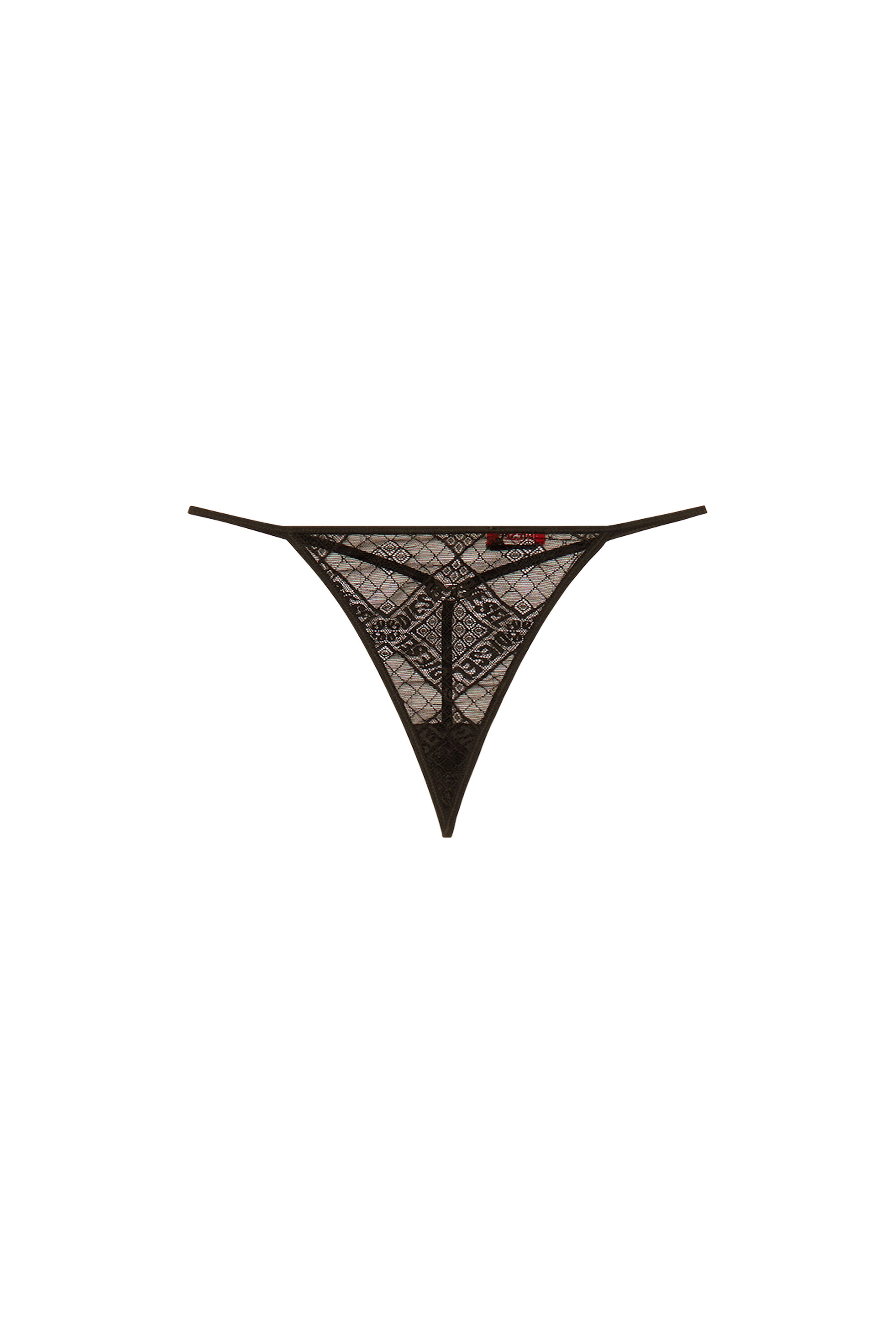 Diesel - UFST-D-STRING, Femme String en dentelle stretch à logo in Noir - Image 2