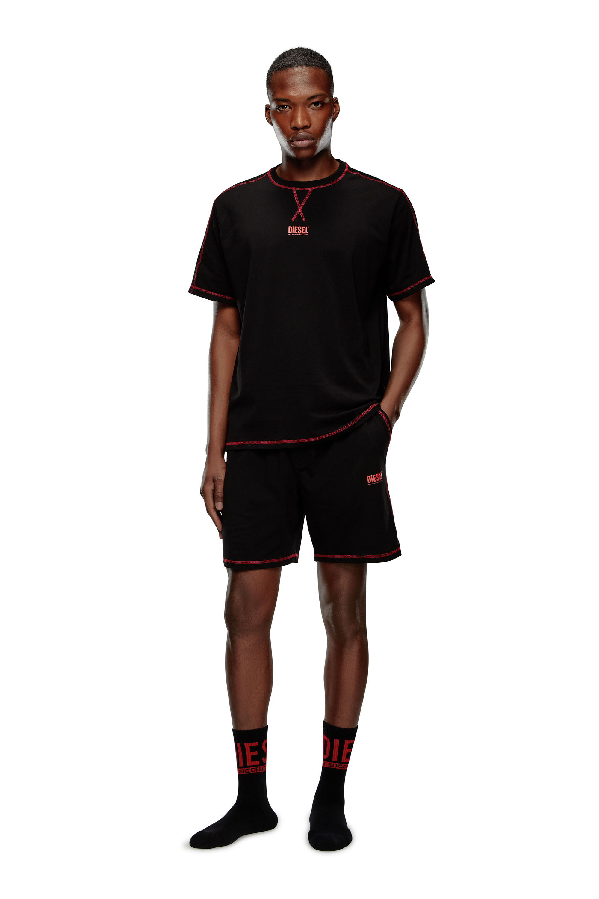 Men's Short pyjamas with contrast stitching | Black | Diesel