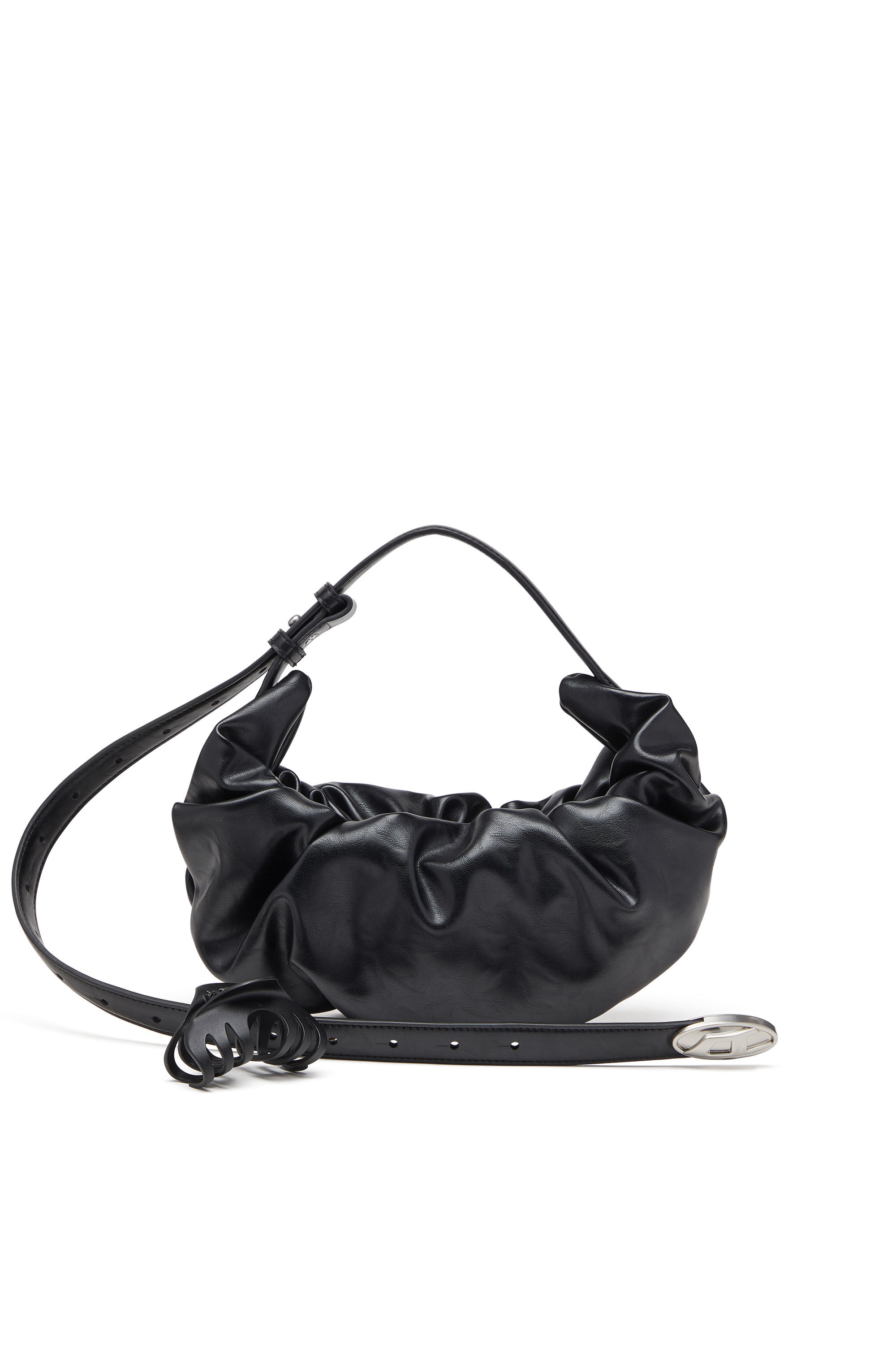Diesel - GRAB-D HOBO S, Petit sac hobo froissé en PU brillant Femme in Noir - 7
