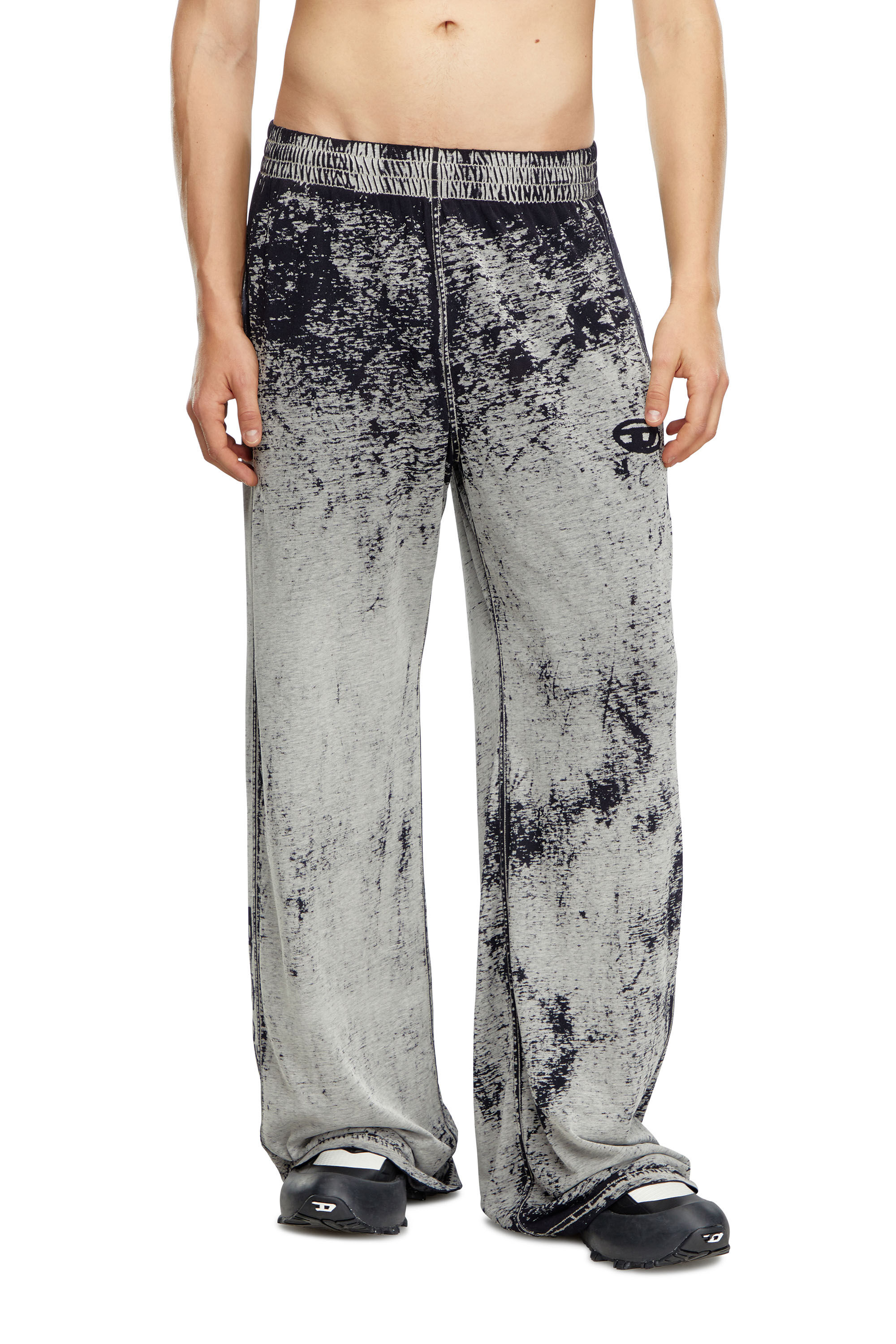 M580 LサイズDIESEL P-LEO TROUSERS A14750 Men's Track pants in burnout plated jersey | Multicolor | Diesel