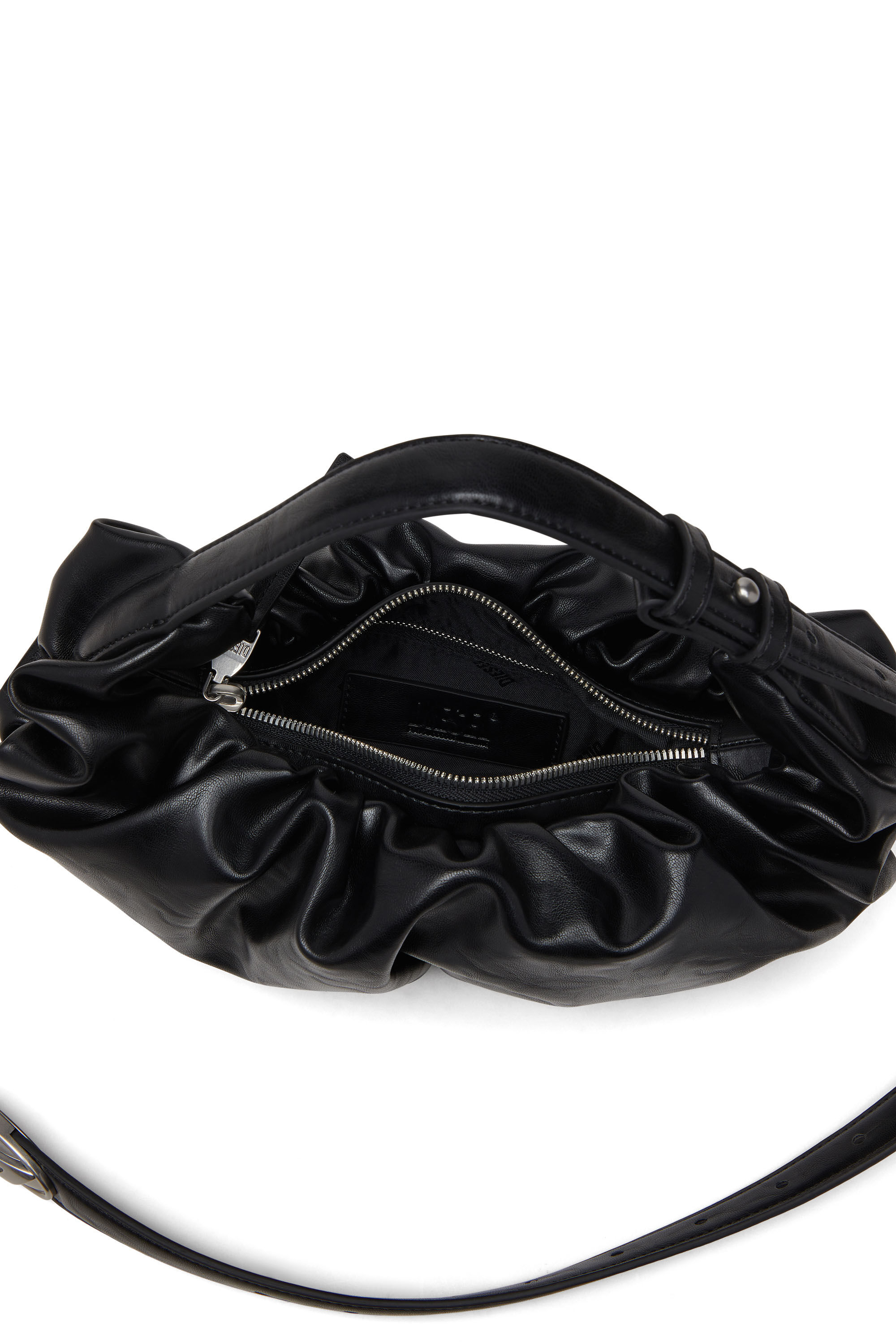 Diesel - GRAB-D HOBO S, Petit sac hobo froissé en PU brillant Femme in Noir - 5