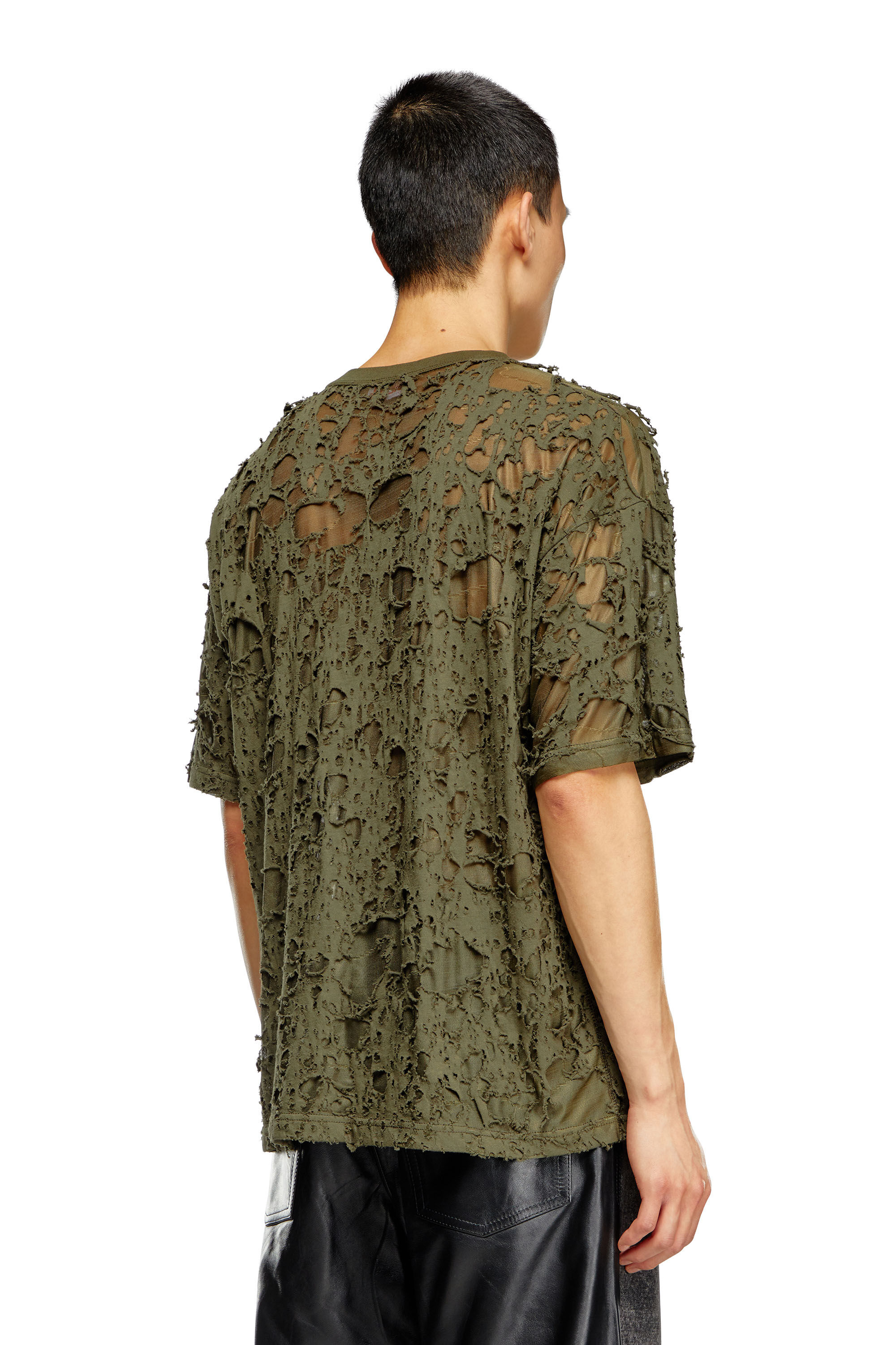 Diesel - T-BOXT-Q3, T-shirt superposé avec finition dévorée Homme in Vert - 4
