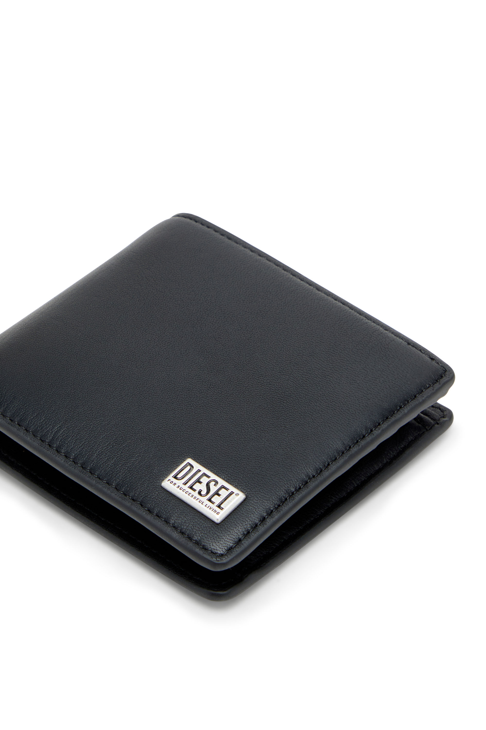 Men's Bi-fold wallet in coated flocked denim | Black | Diesel